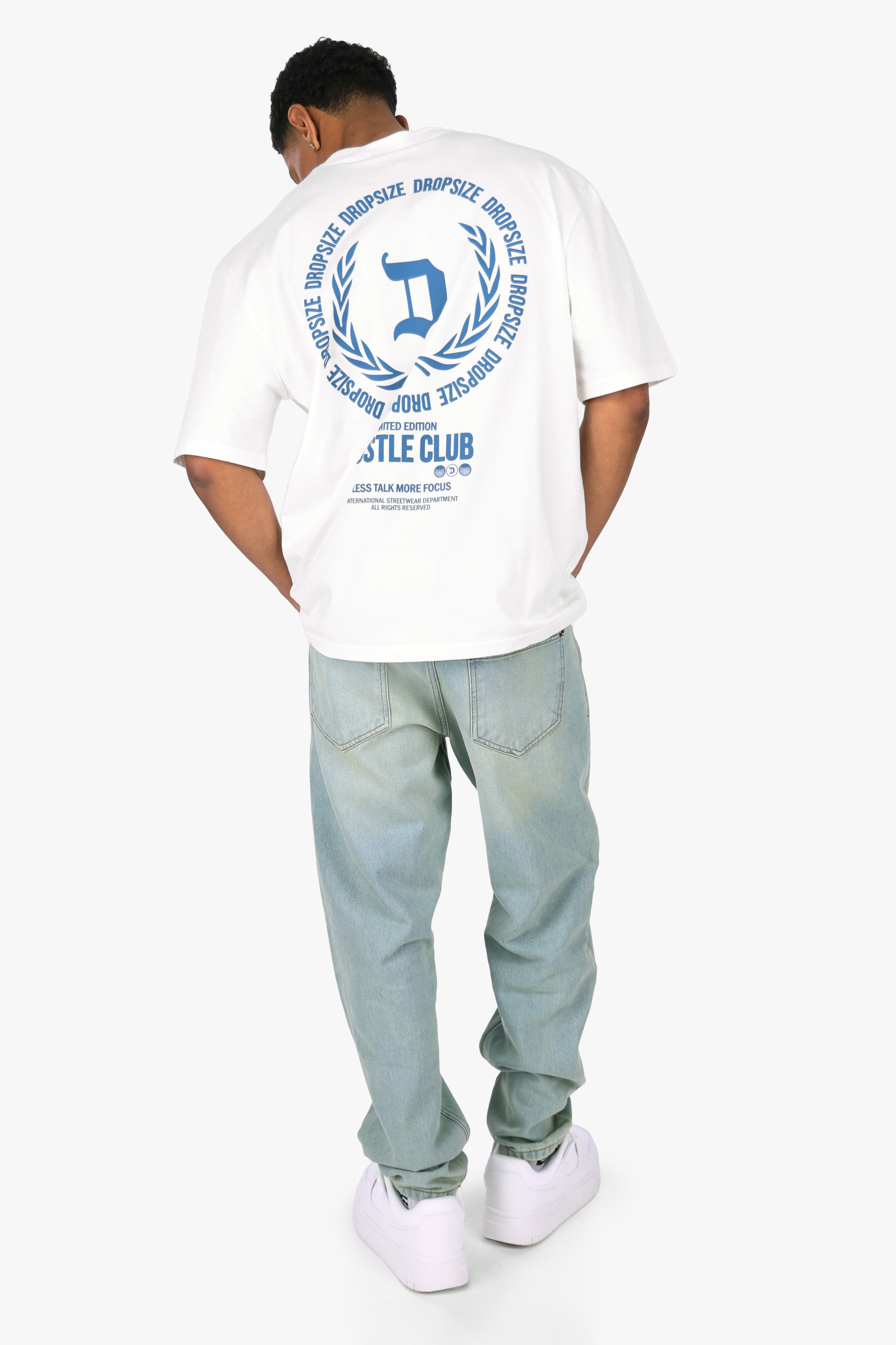 HEAVY OVERSIZE HUSTLE CLUB CIRCLE T-SHIRT CREAM