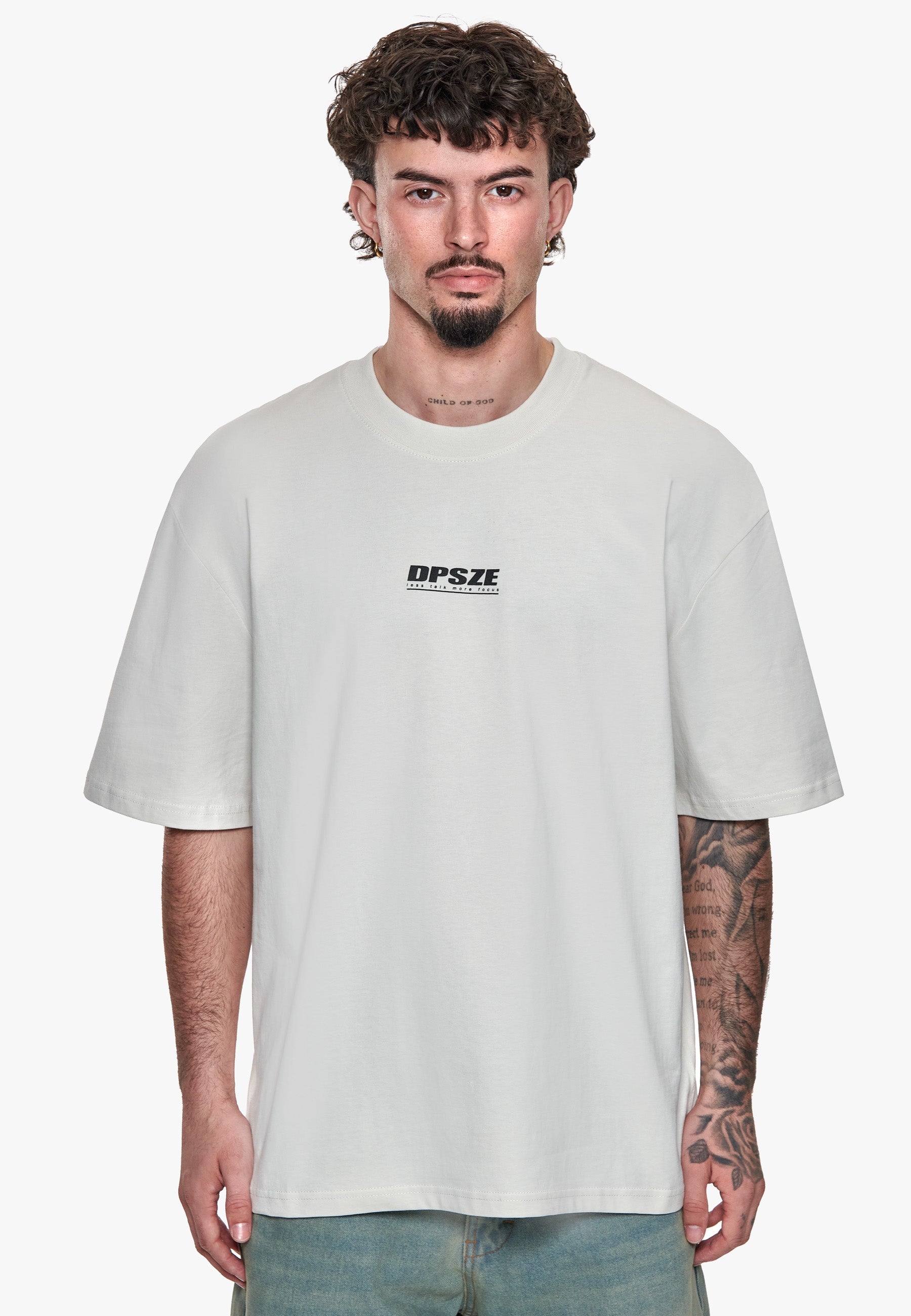 HEAVY OVERSIZE LESS TALK T-SHIRT LIGHT GREY