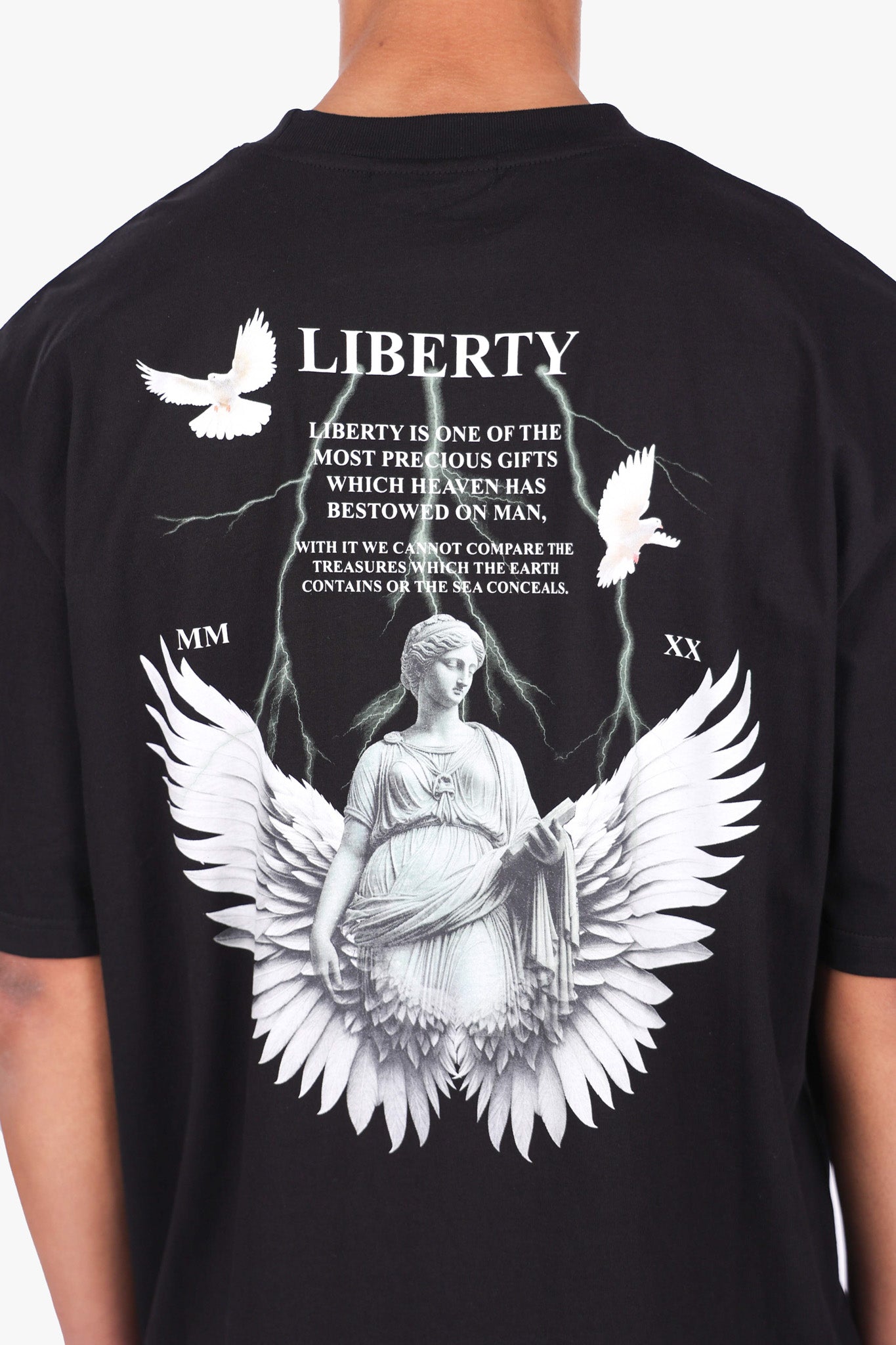 HEAVY OVERSIZED STATUE LIBERTY T-SHIRT BLACK