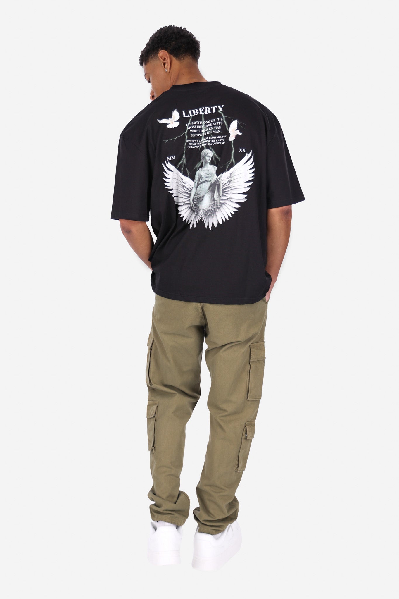 HEAVY OVERSIZED STATUE LIBERTY T-SHIRT BLACK