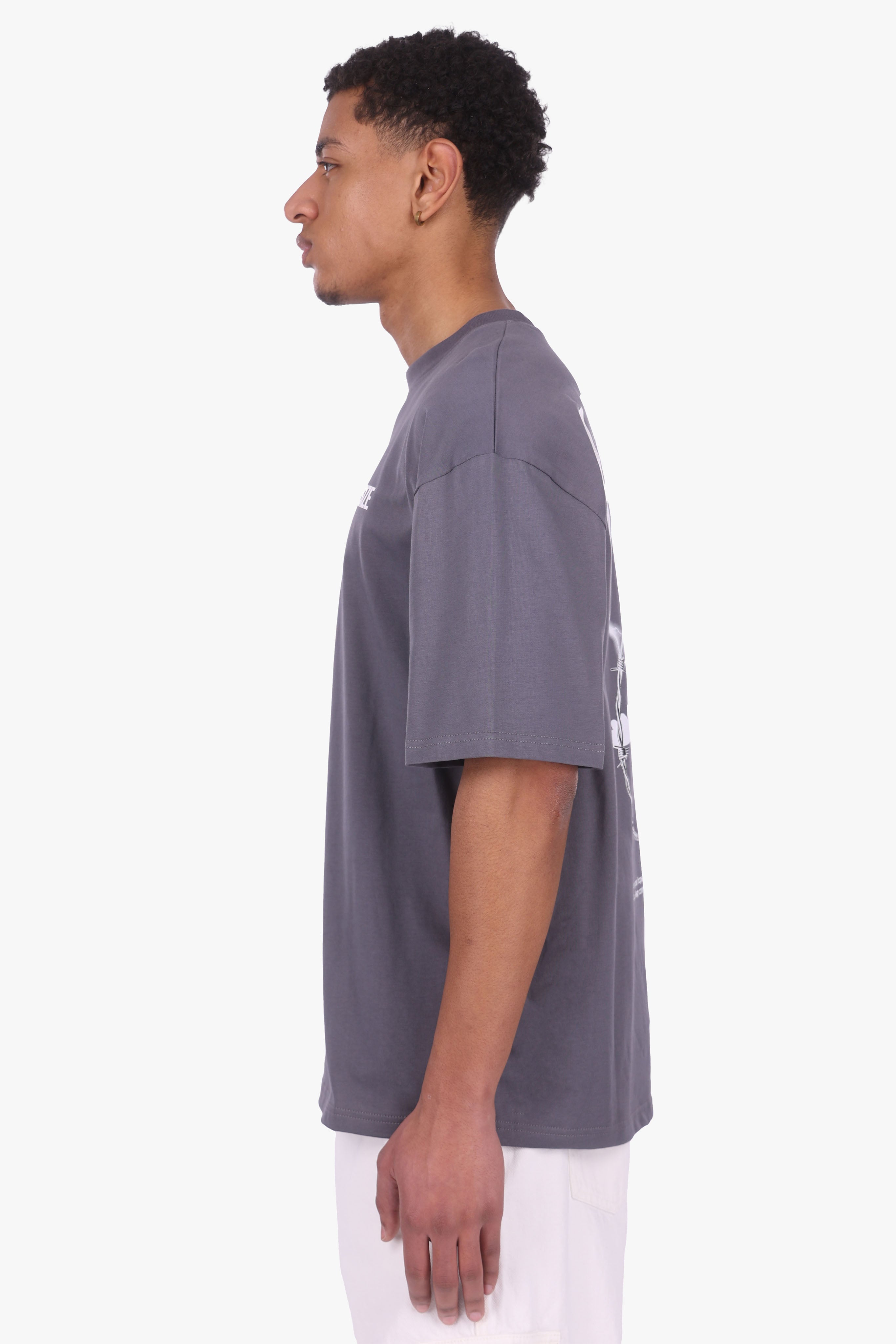 HEAVY OVERSIZED HEAVEN DOVE T-SHIRT STEEL GREY