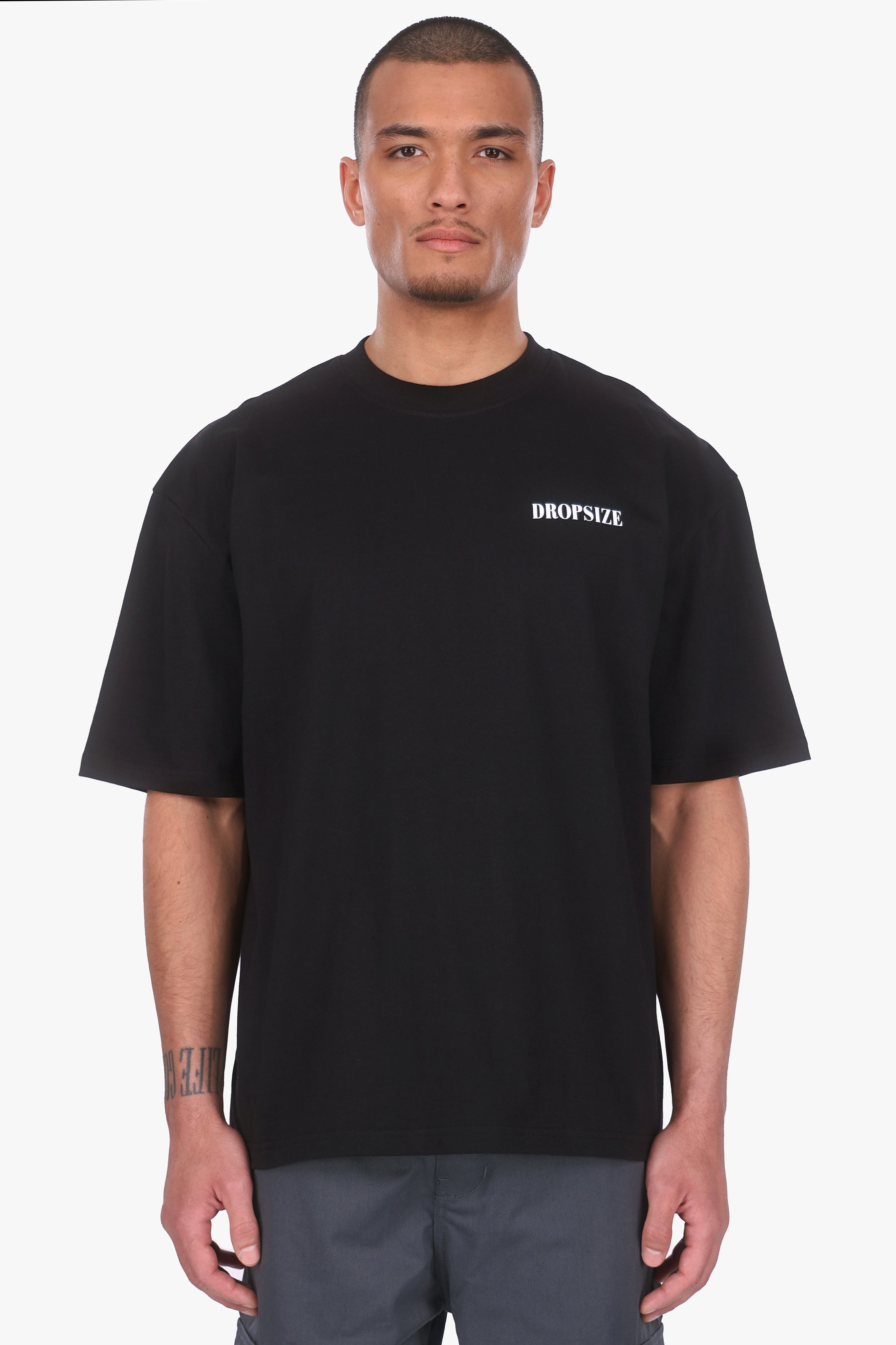 HEAVY OVERSIZED ROSES DOVE T-SHIRT BLACK