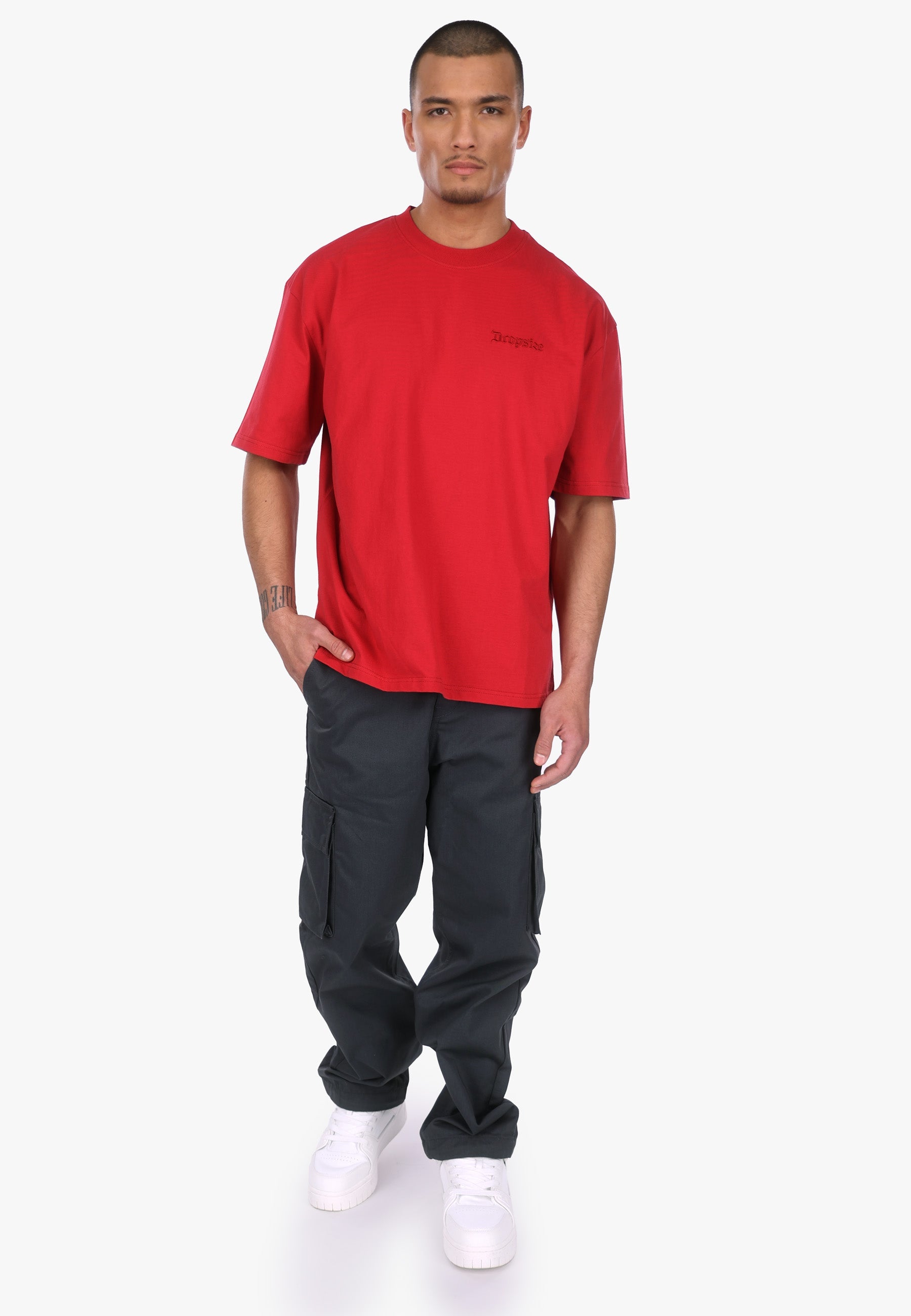 HEAVY OVERSIZE EMBO T-SHIRT RED