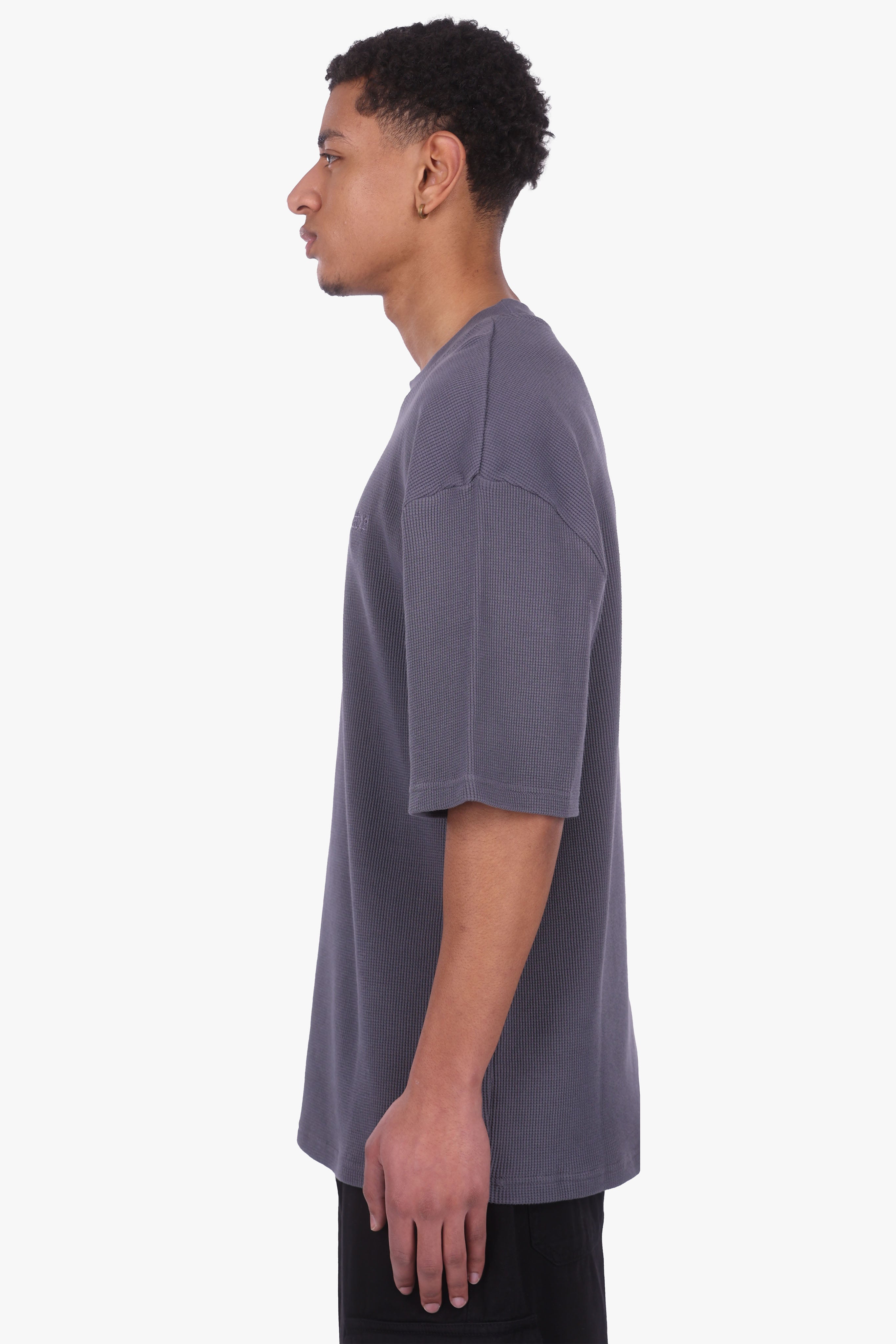 OVERSIZE WAFFLE SHIRT STEEL GREY