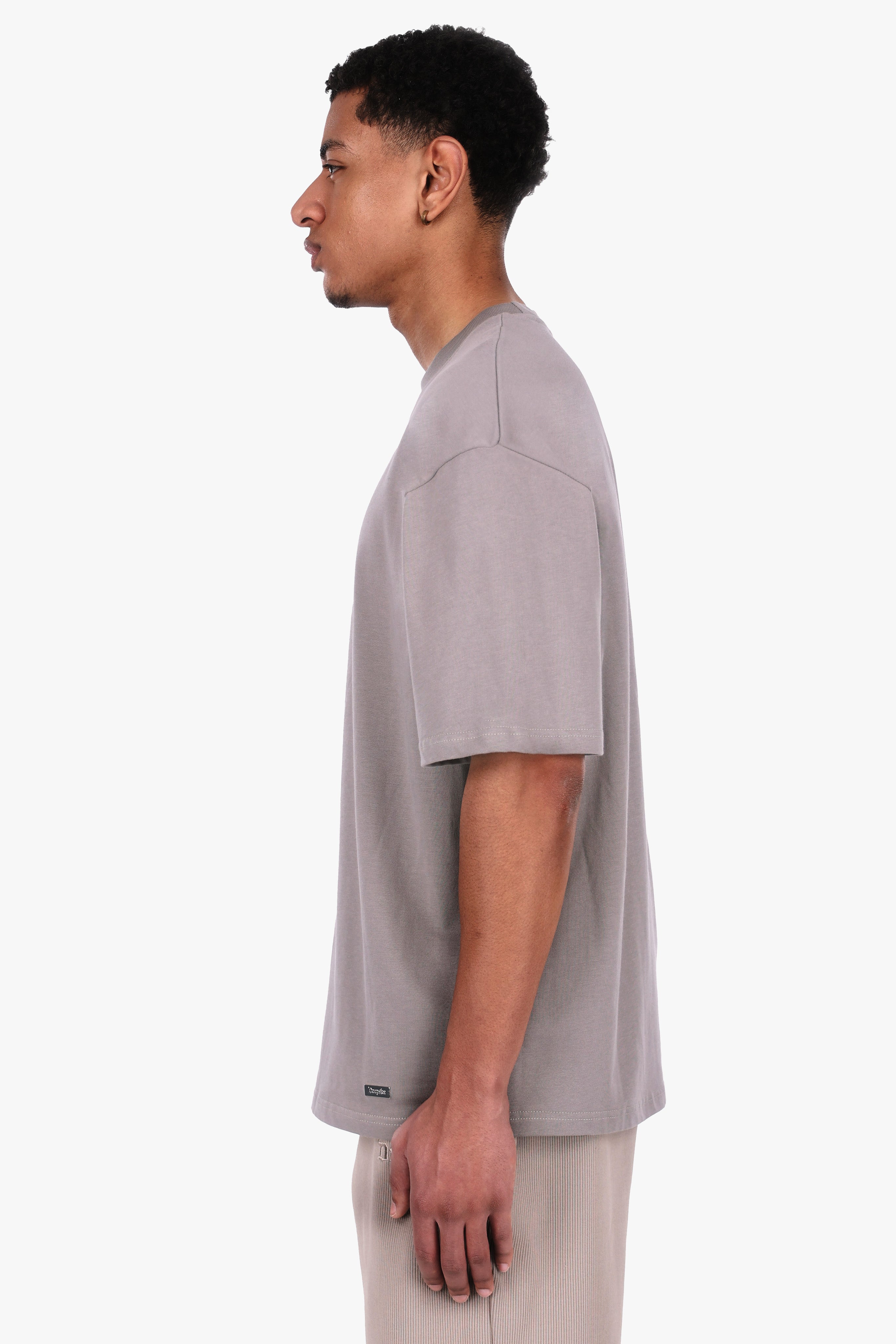 HEAVY OVERSIZE METAL PATCH BASIC T-SHIRT DRIFTWOOD