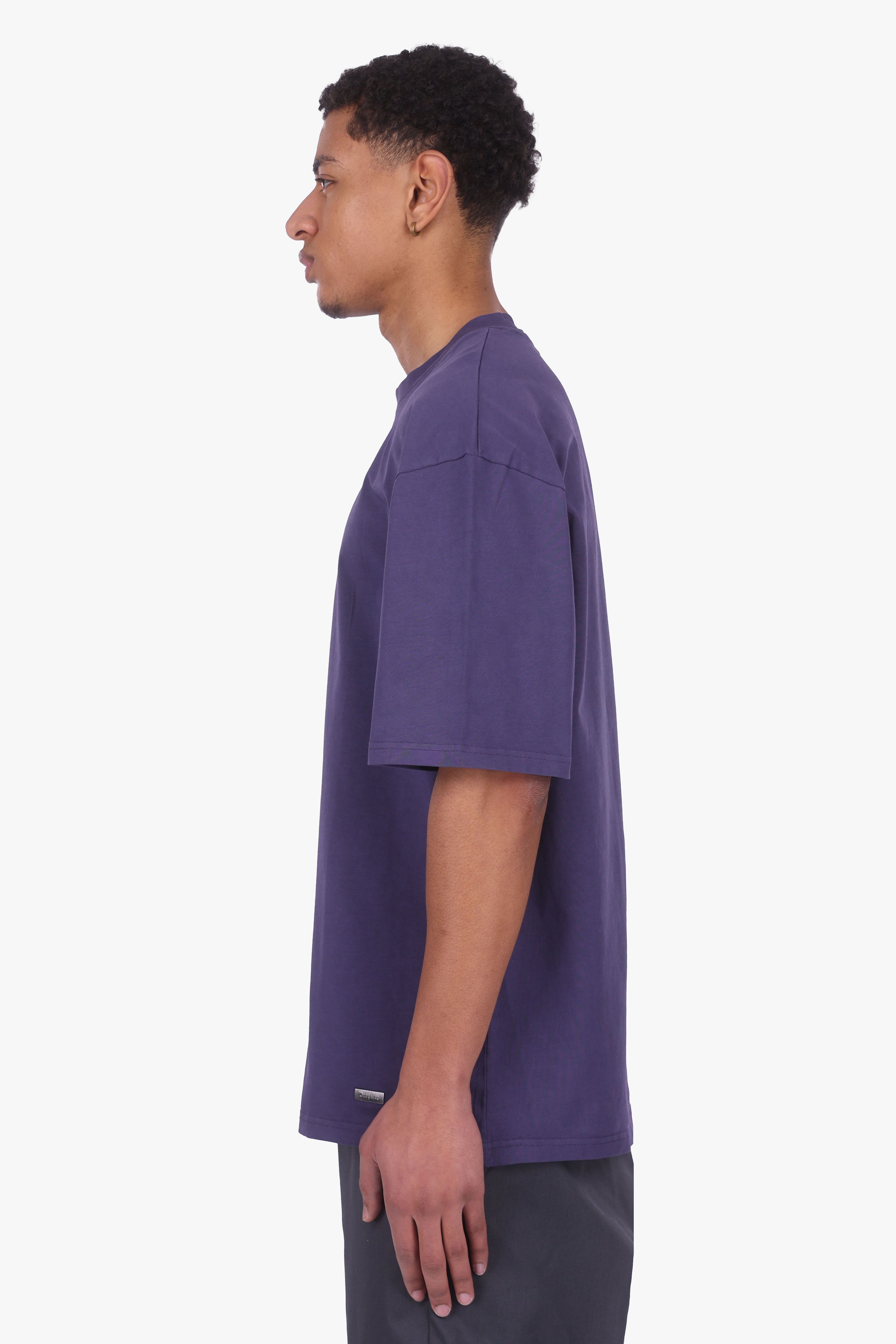 HEAVY OVERSIZE METAL PATCH T-SHIRT ACID WASHED INDIGO
