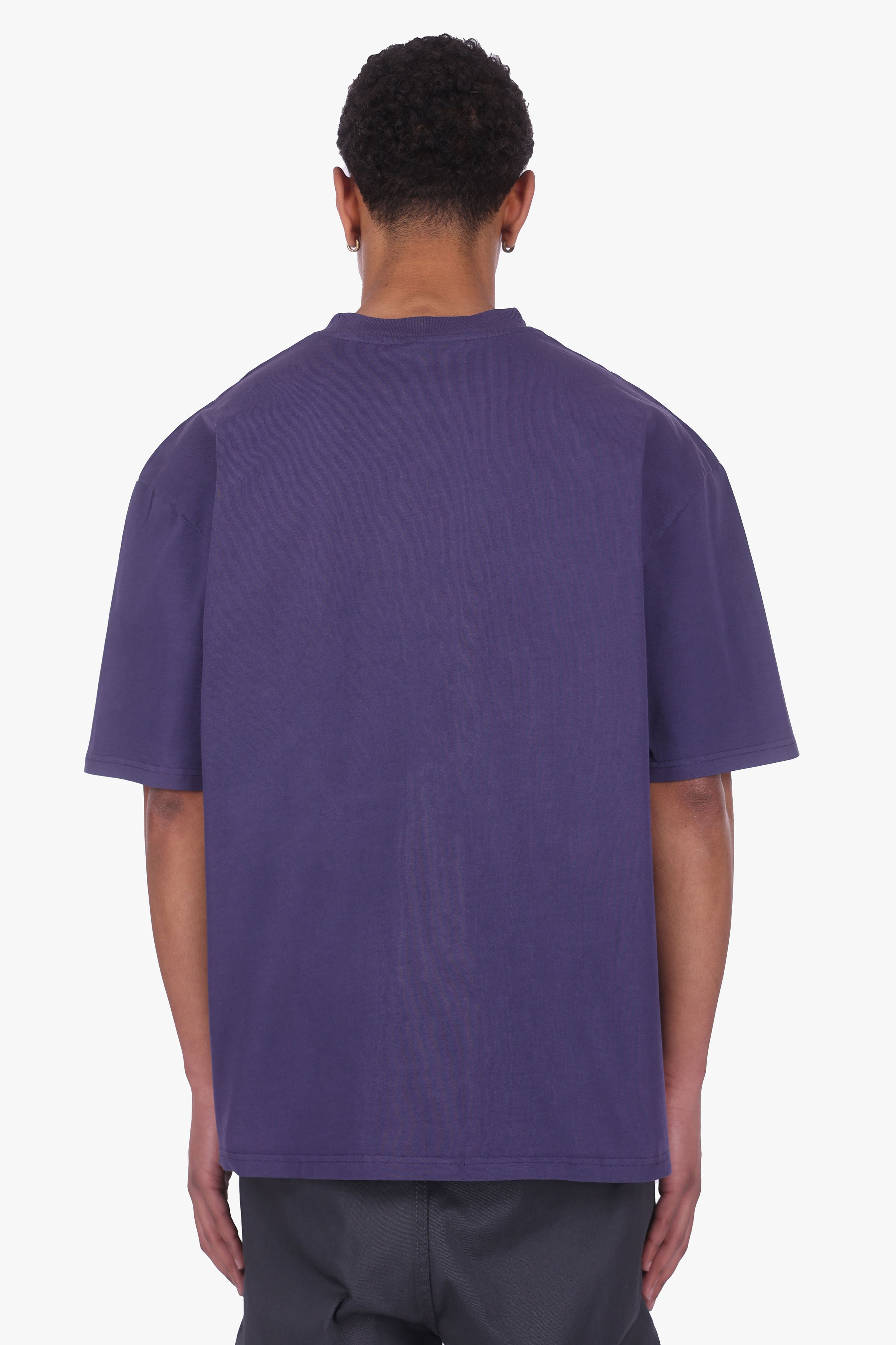 HEAVY OVERSIZE METAL PATCH T-SHIRT ACID WASHED INDIGO
