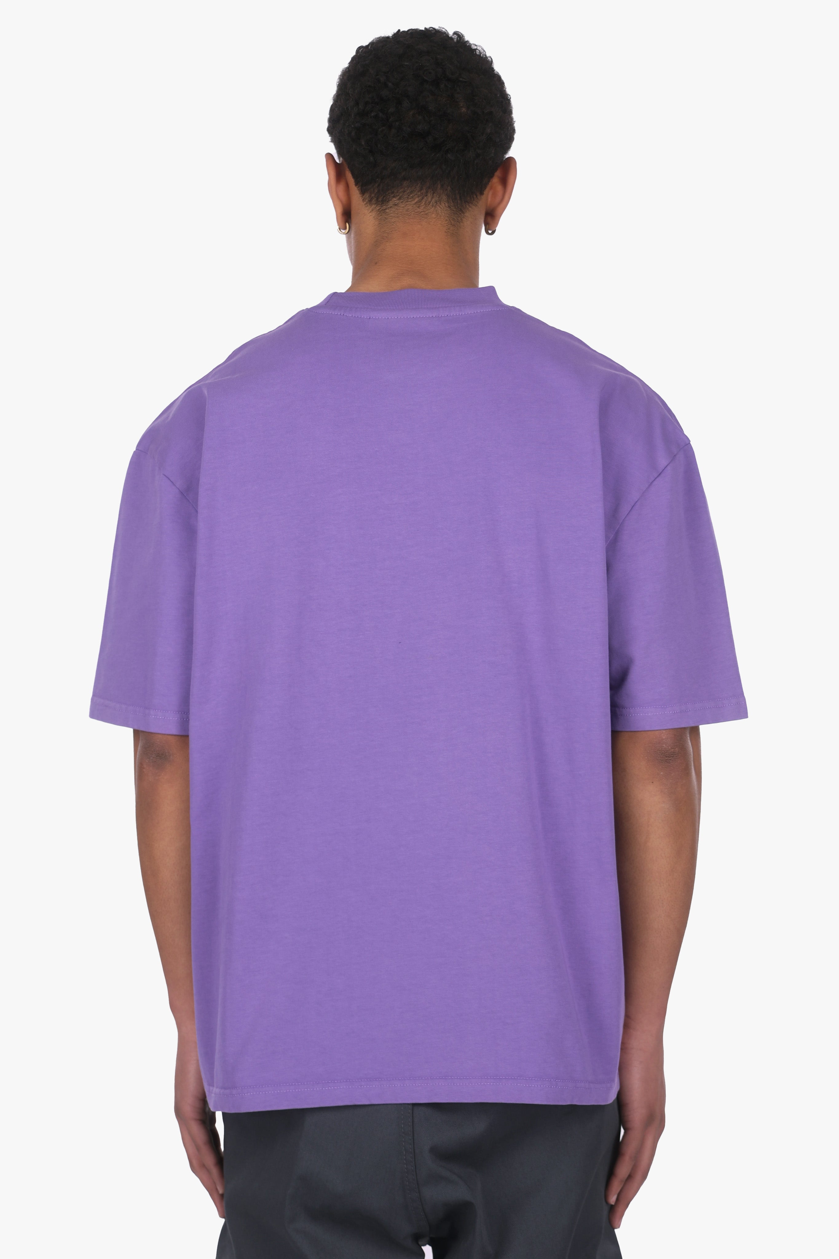 HEAVY OVERSIZE METAL PATCH T-SHIRT ACID WASHED PURPLE