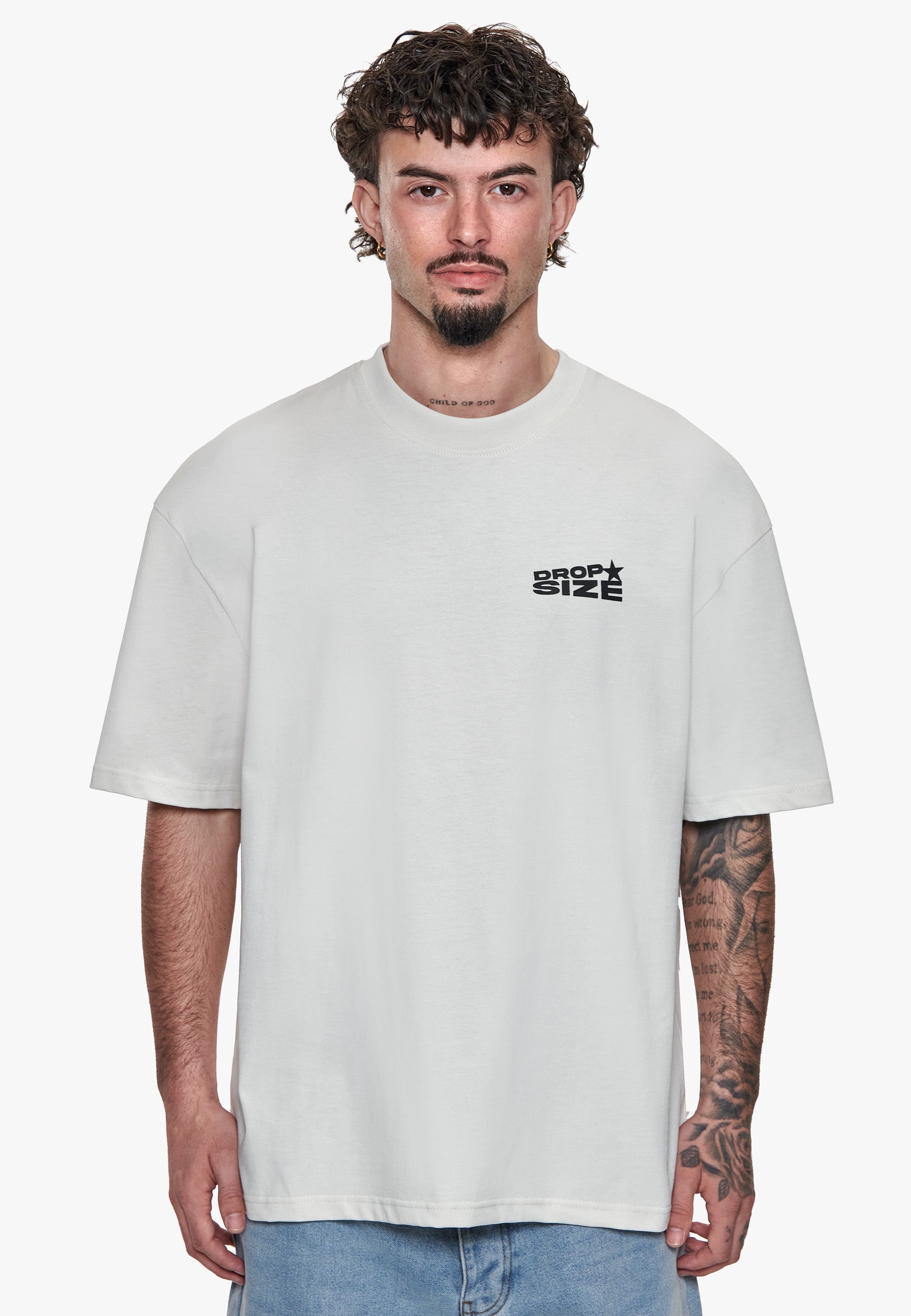 HEAVY OVERSIZE STAR BACKPRINT T-SHIRT LIGHT GREY