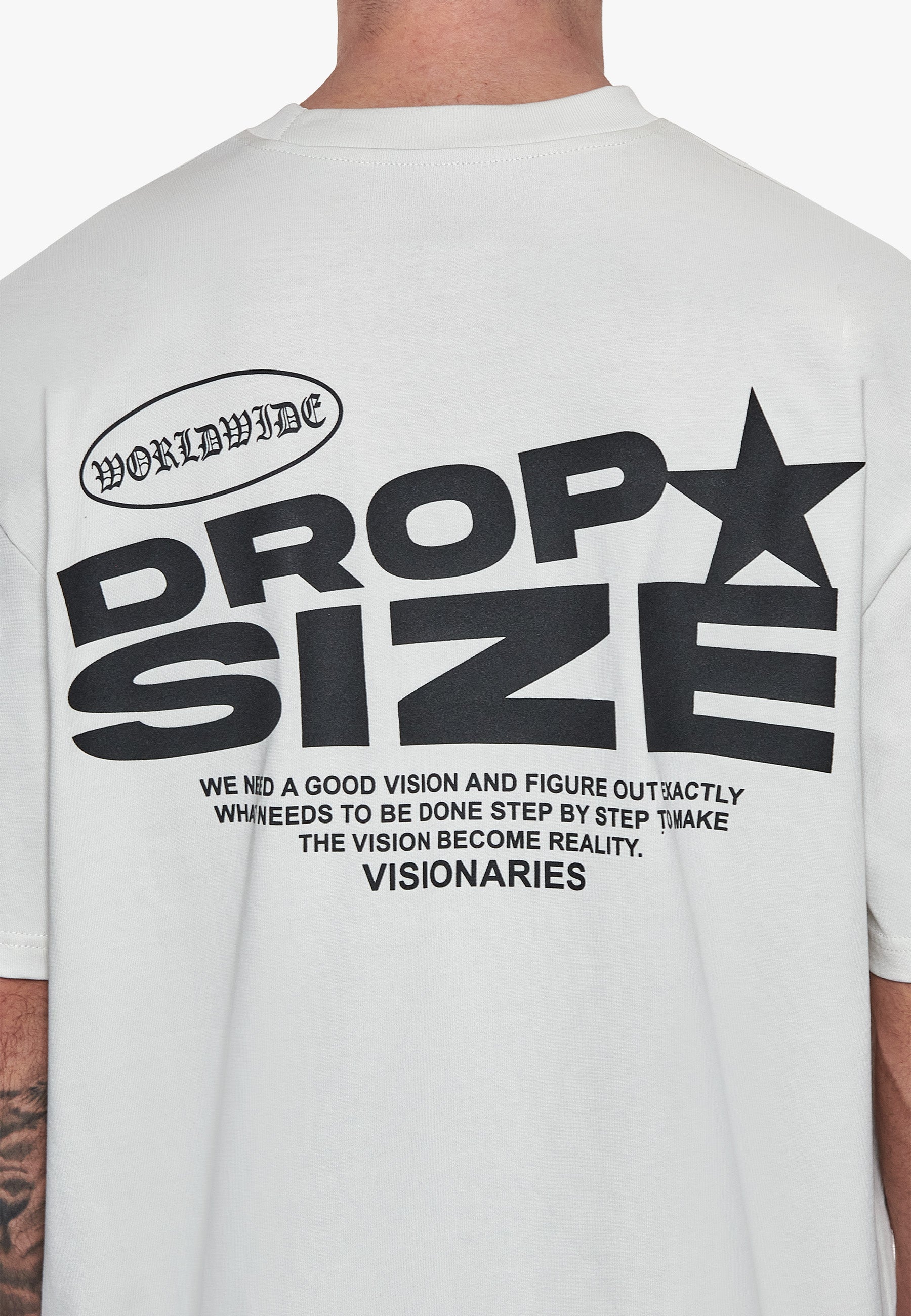 HEAVY OVERSIZE STAR BACKPRINT T-SHIRT LIGHT GREY