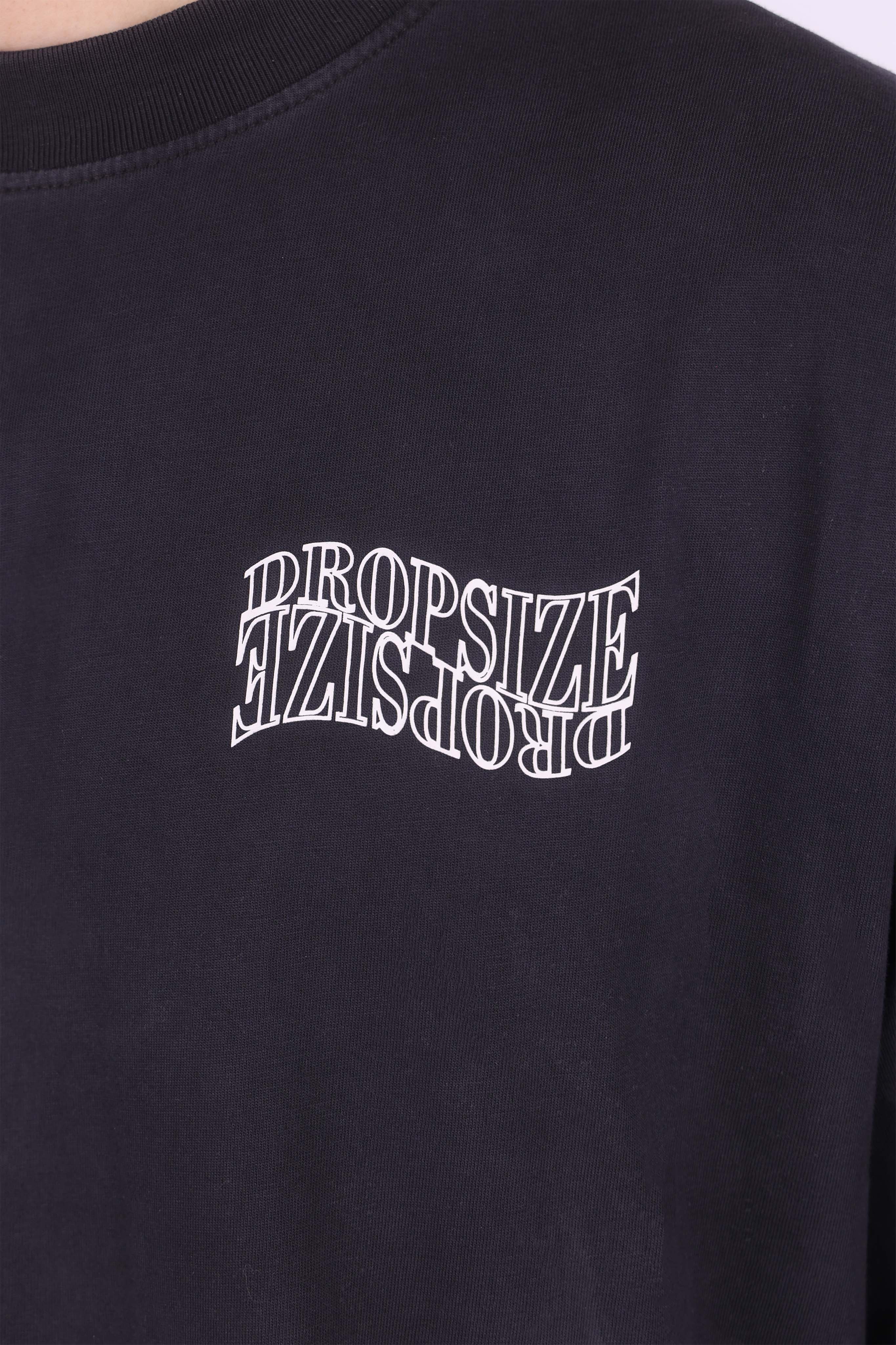 HEAVY OVERSIZE MIRRORED LOGO T-SHIRT ACID WASHED BLACK
