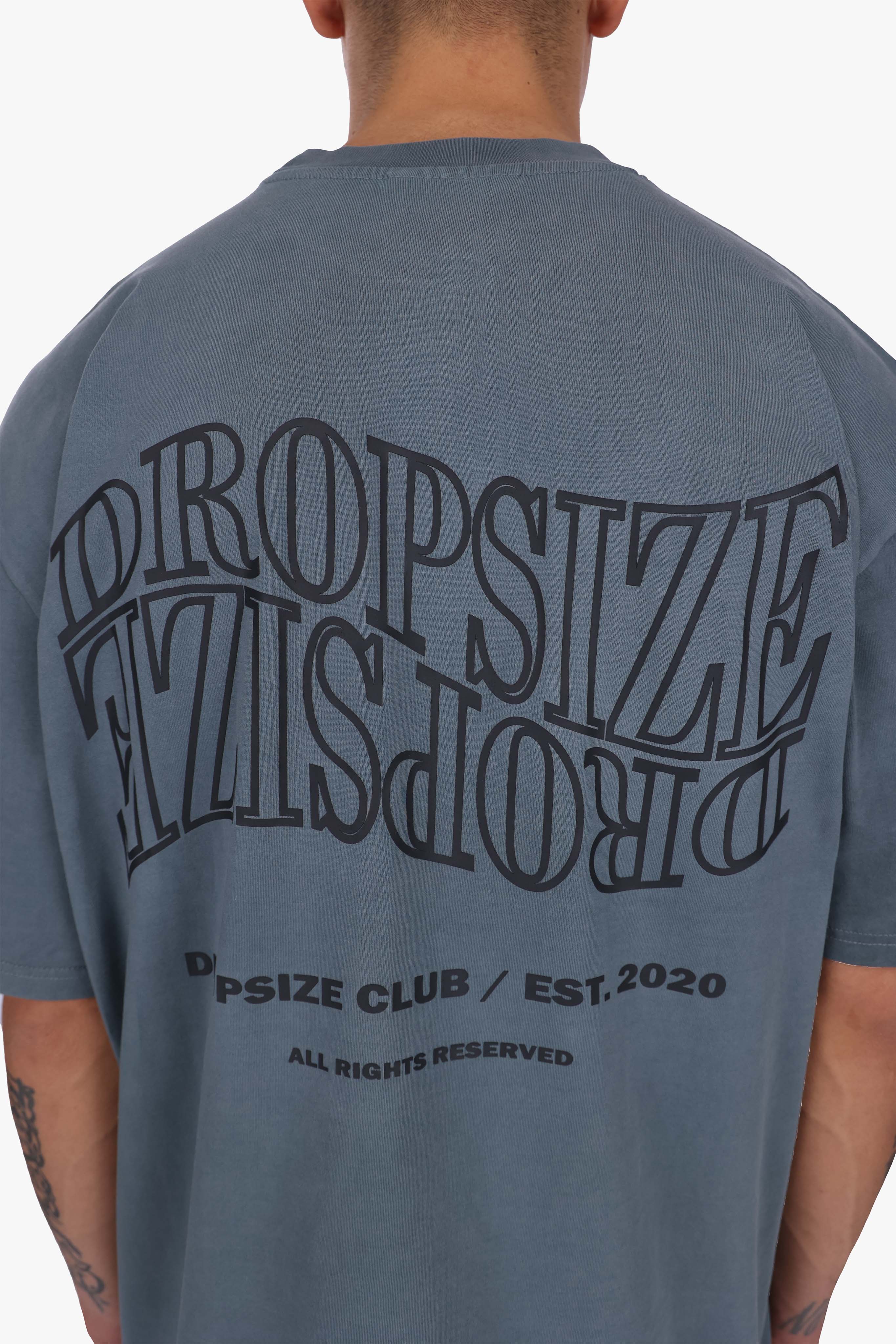 HEAVY OVERSIZE MIRRORED LOGO T-SHIRT ACID WASHED GREY