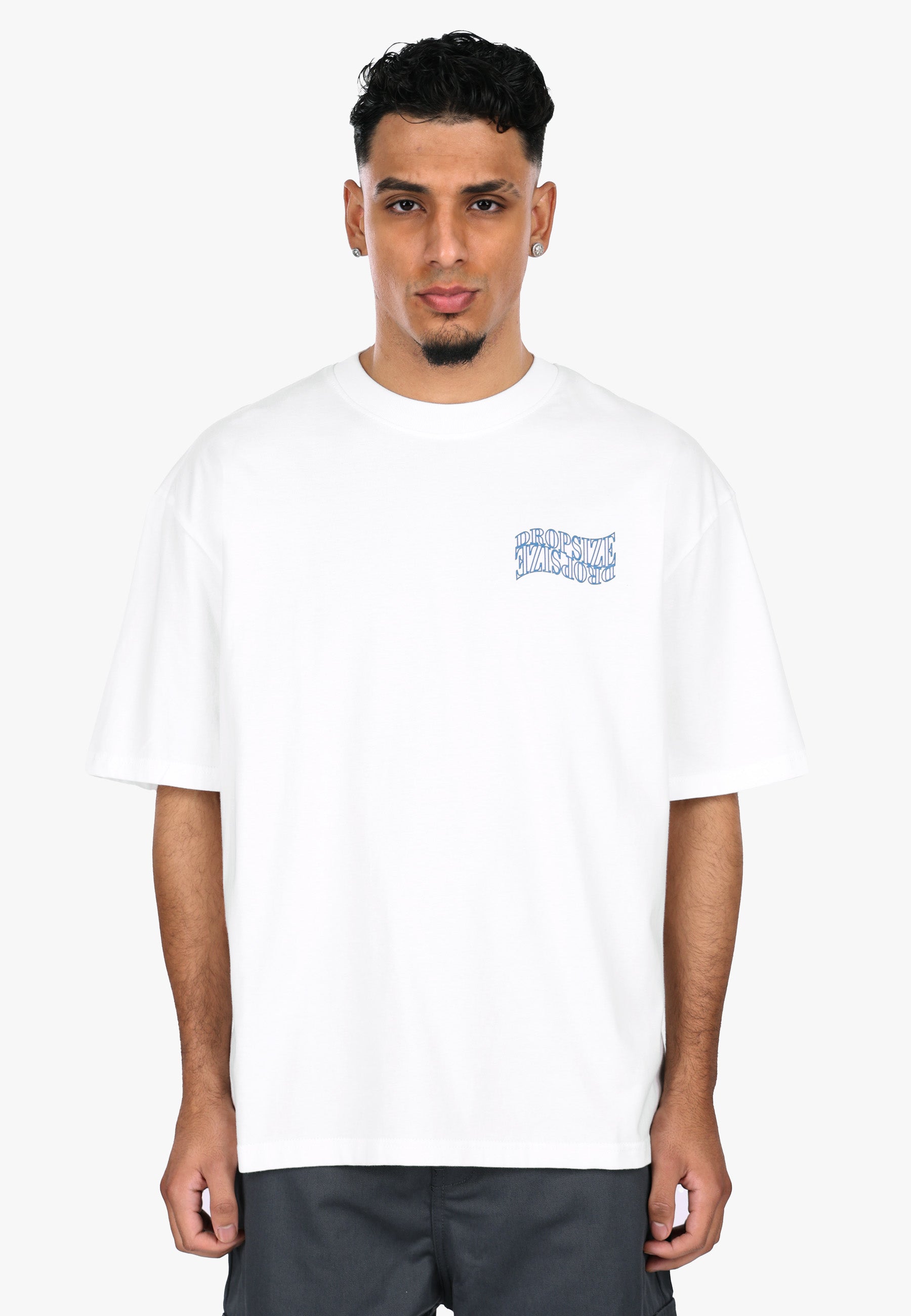 HEAVY OVERSIZE MIRRORED LOGO T-SHIRT CREAM WHITE
