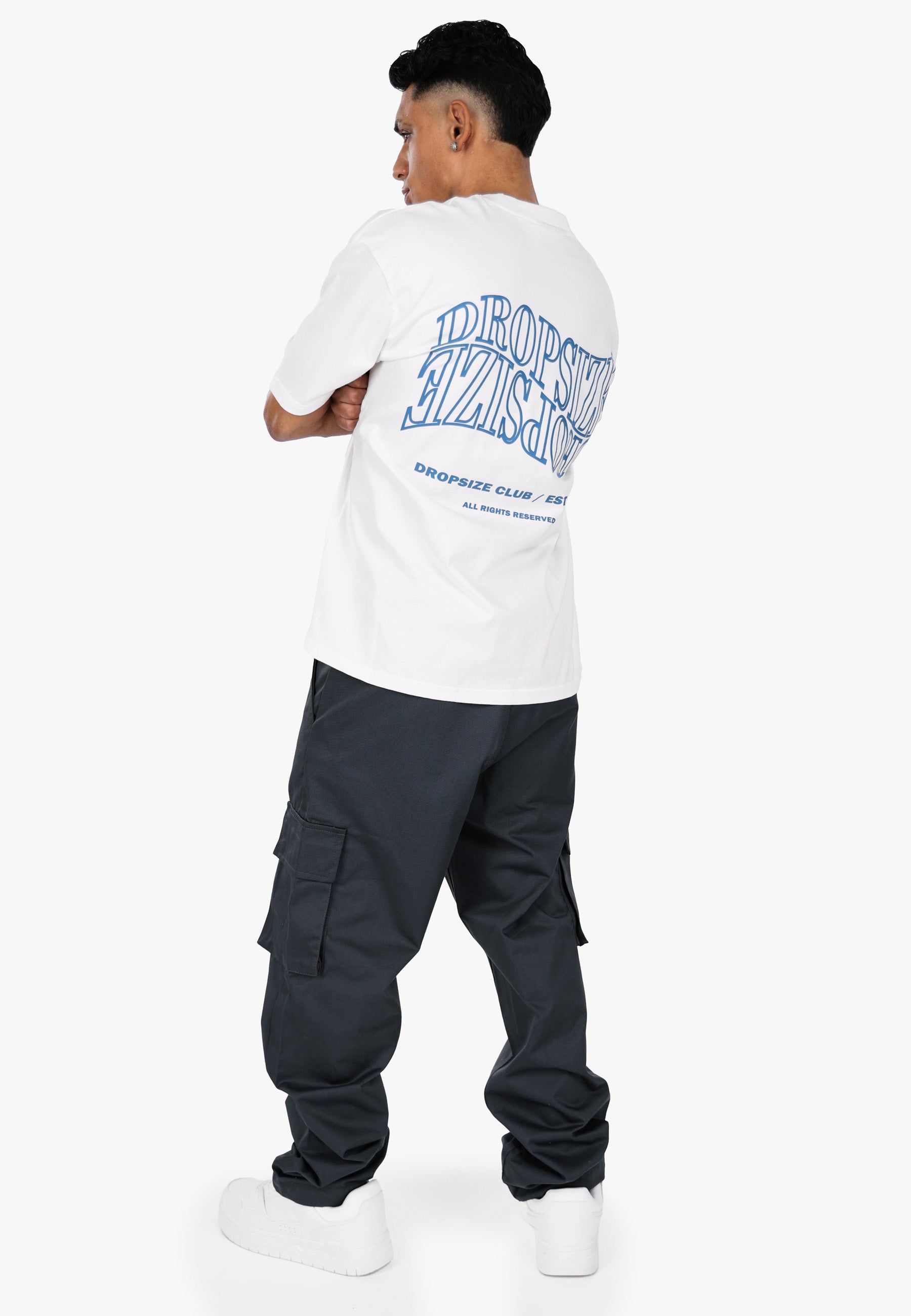 HEAVY OVERSIZE MIRRORED LOGO T-SHIRT CREAM WHITE