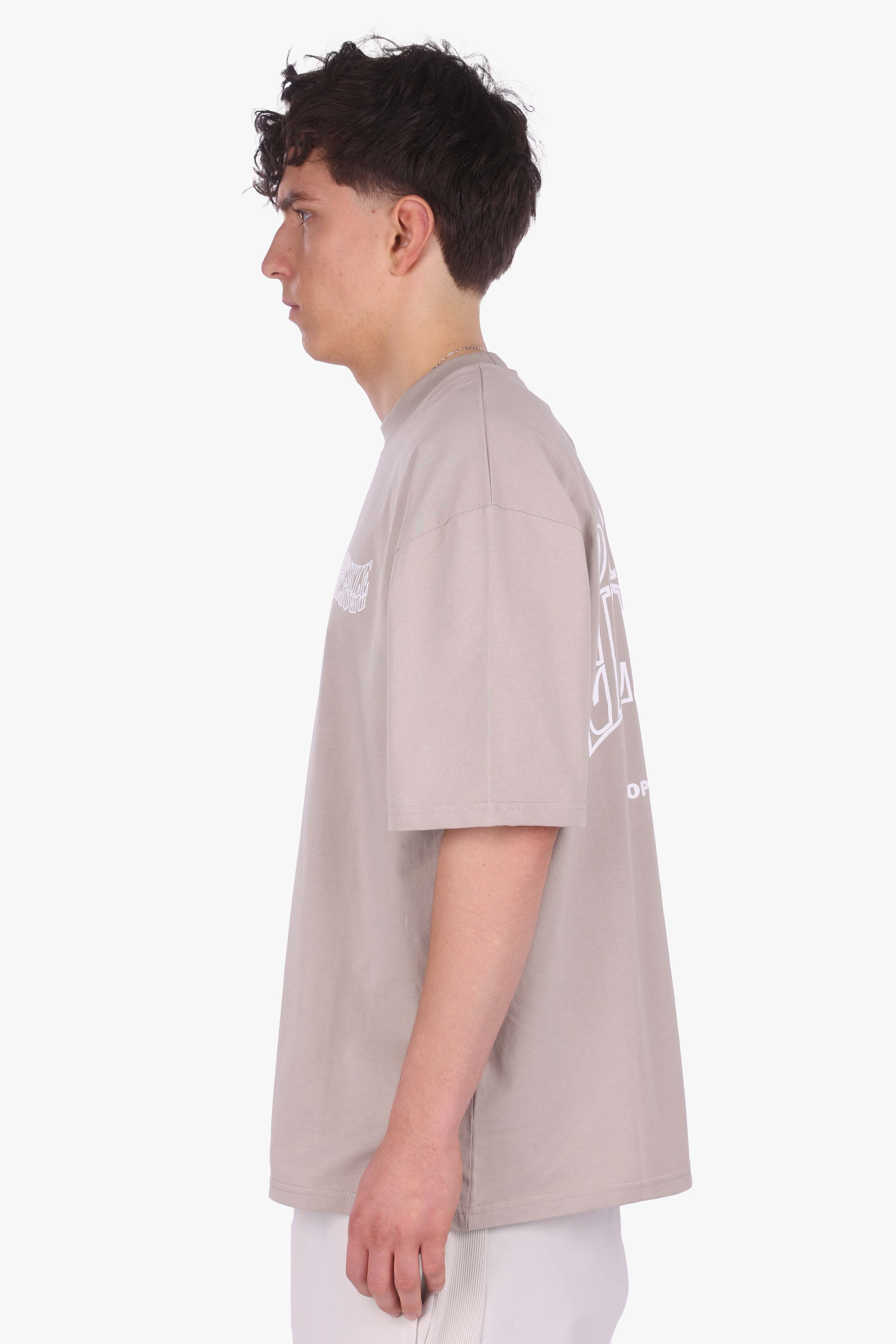 HEAVY OVERSIZE MIRRORED LOGO T-SHIRT PUMIC STONE