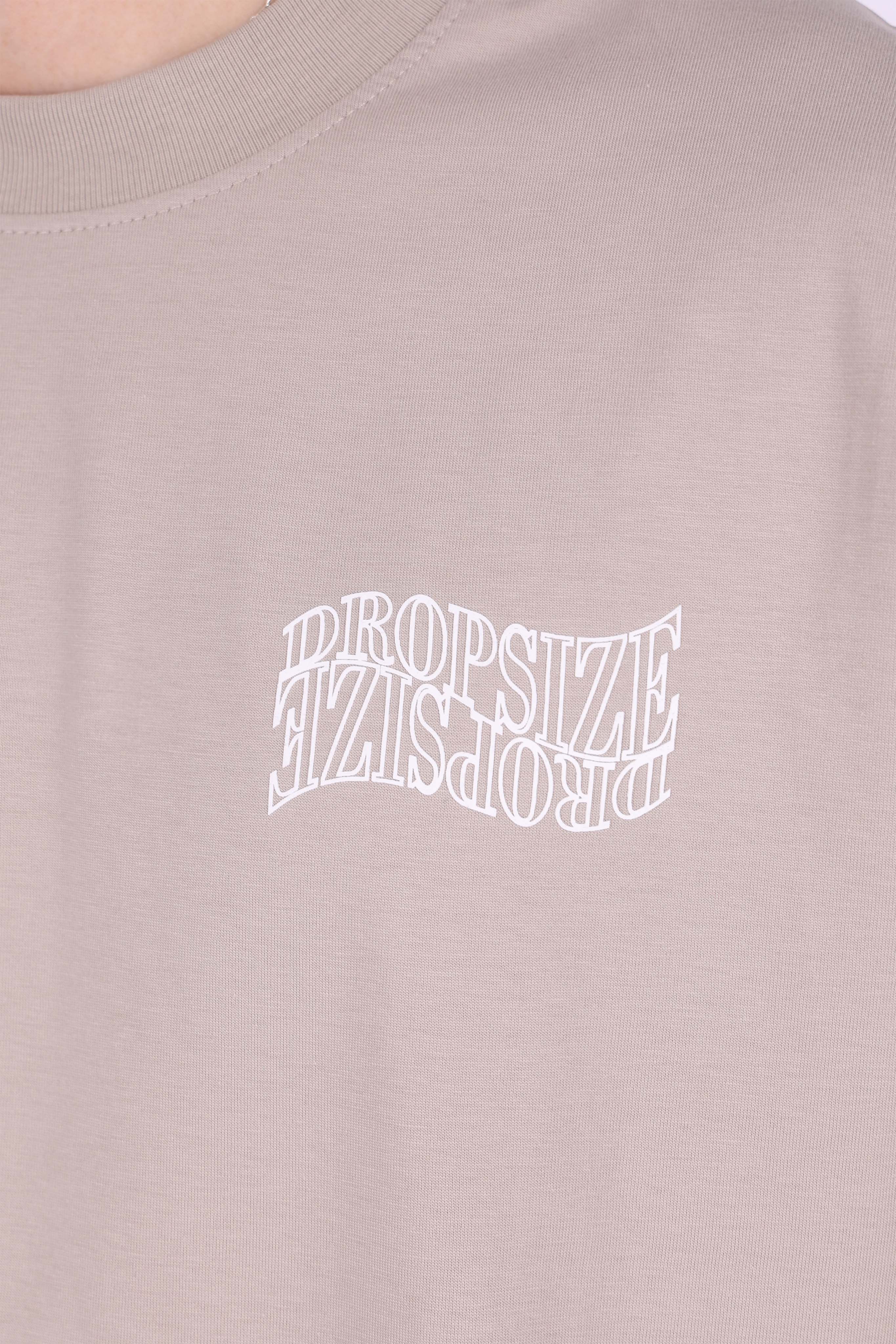 HEAVY OVERSIZE MIRRORED LOGO T-SHIRT PUMIC STONE