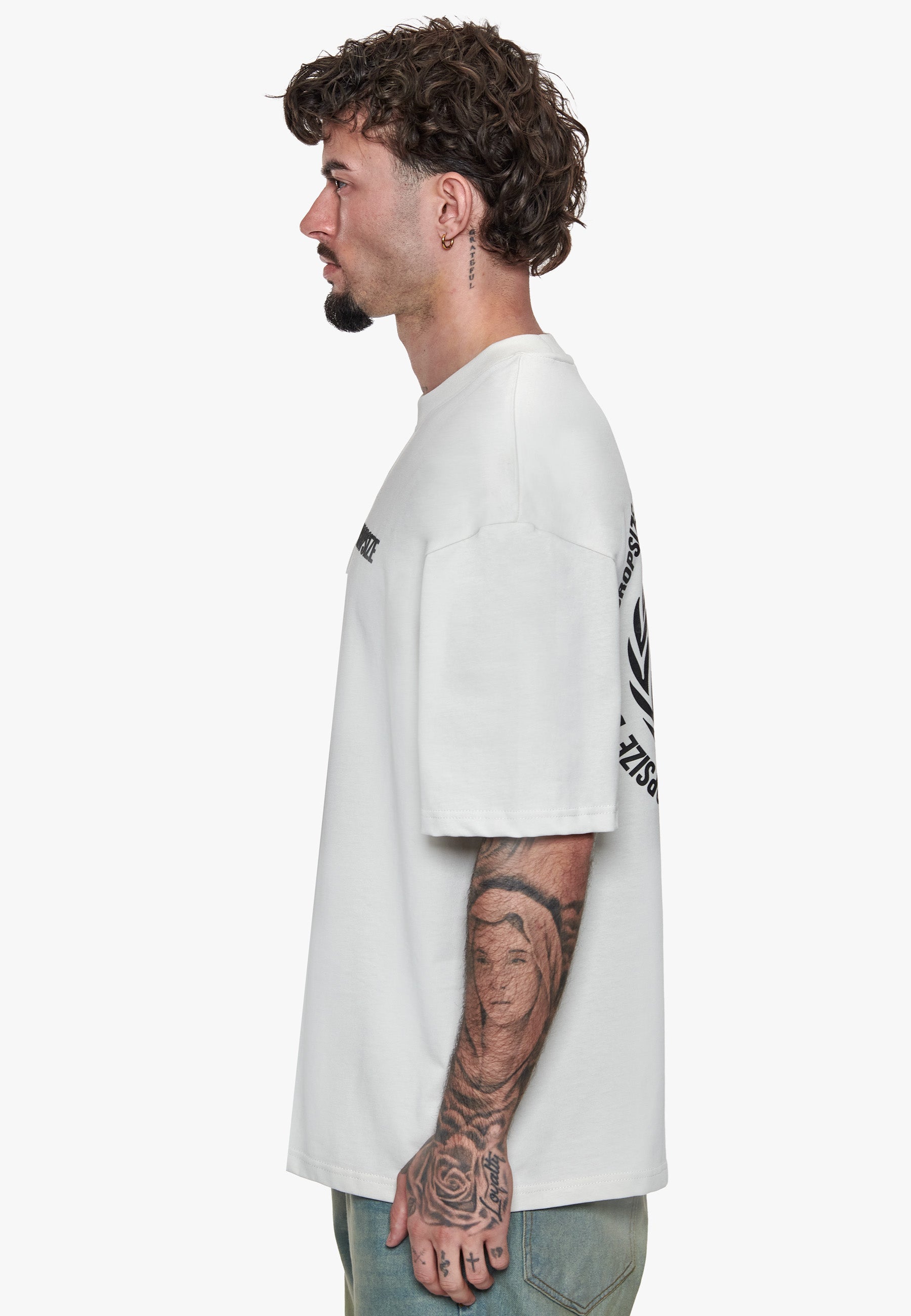 HEAVY OVERSIZE HUSTLE CLUB CIRCLE LIGHT GREY