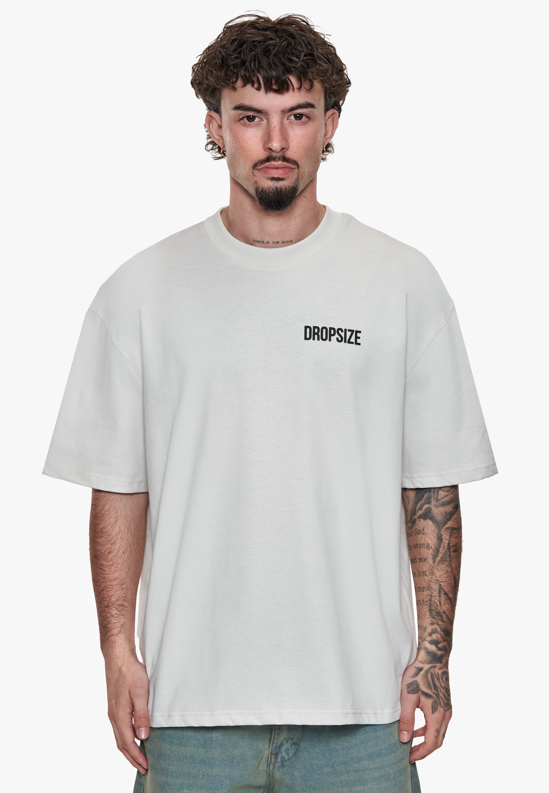 HEAVY OVERSIZE HUSTLE CLUB CIRCLE LIGHT GREY