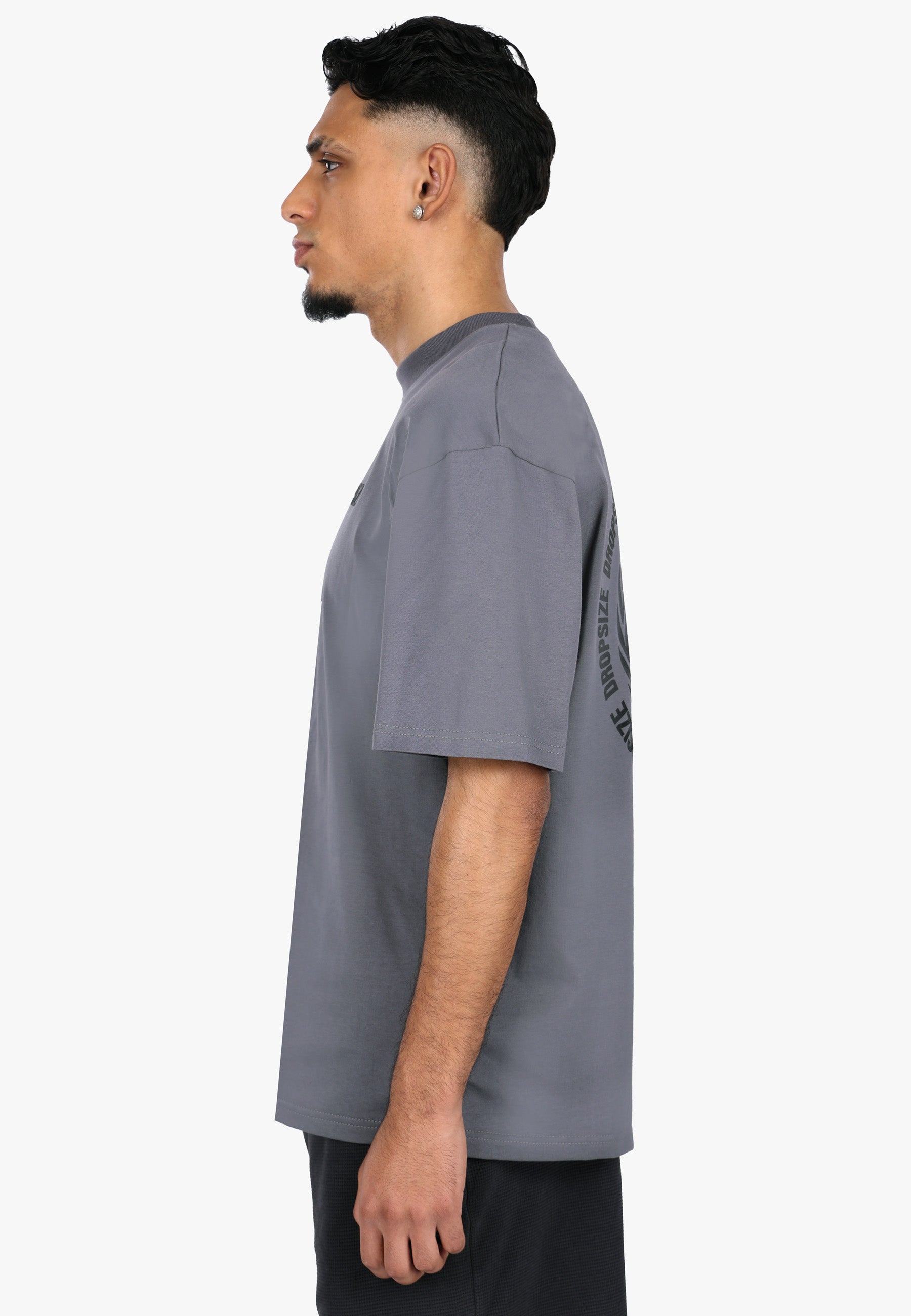 HEAVY OVERSIZE HUSTLE CLUB CIRCLE STEEL GREY