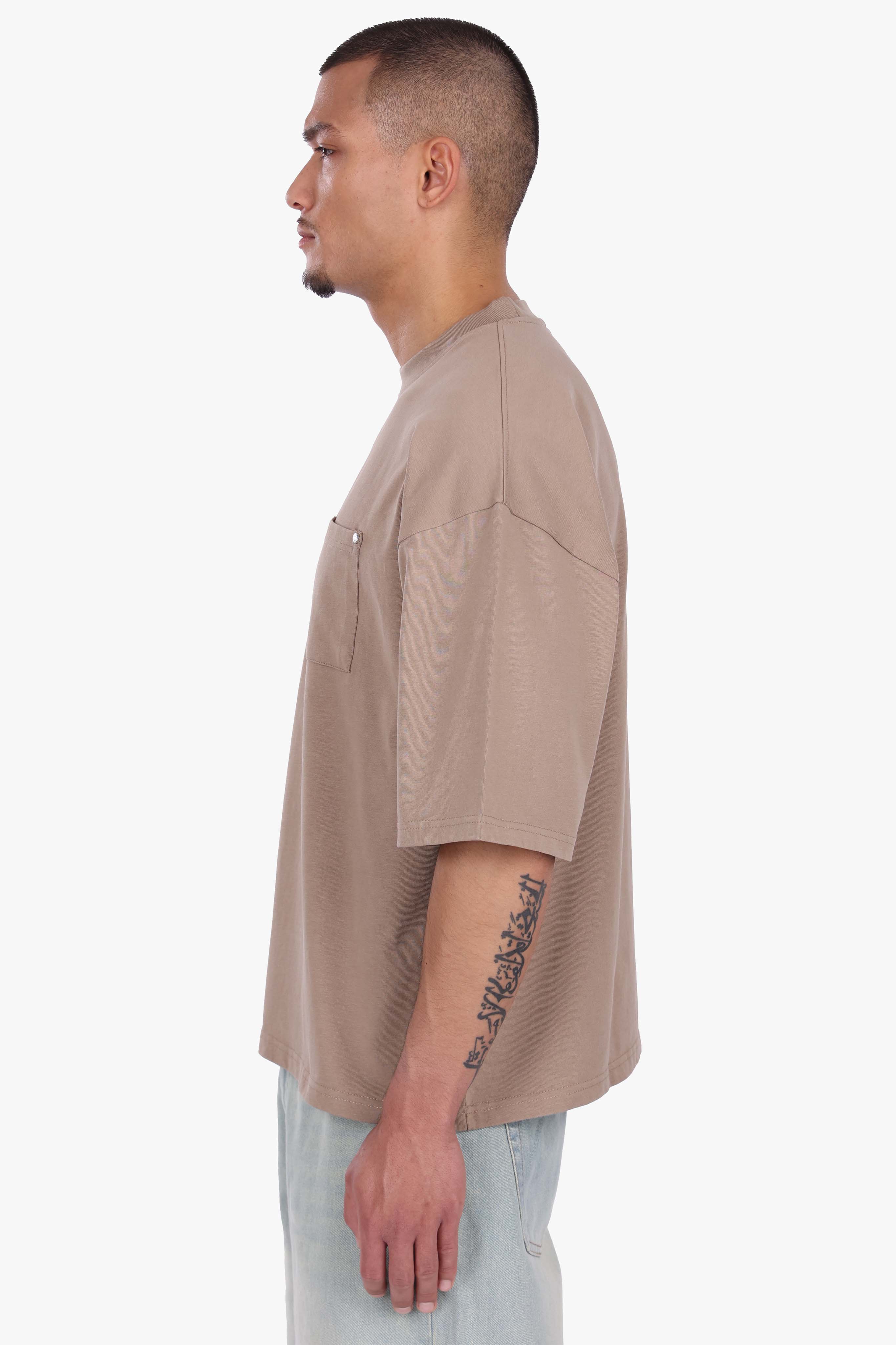 HEAVY OVERSIZE POCKET T-SHIRT BEIGE