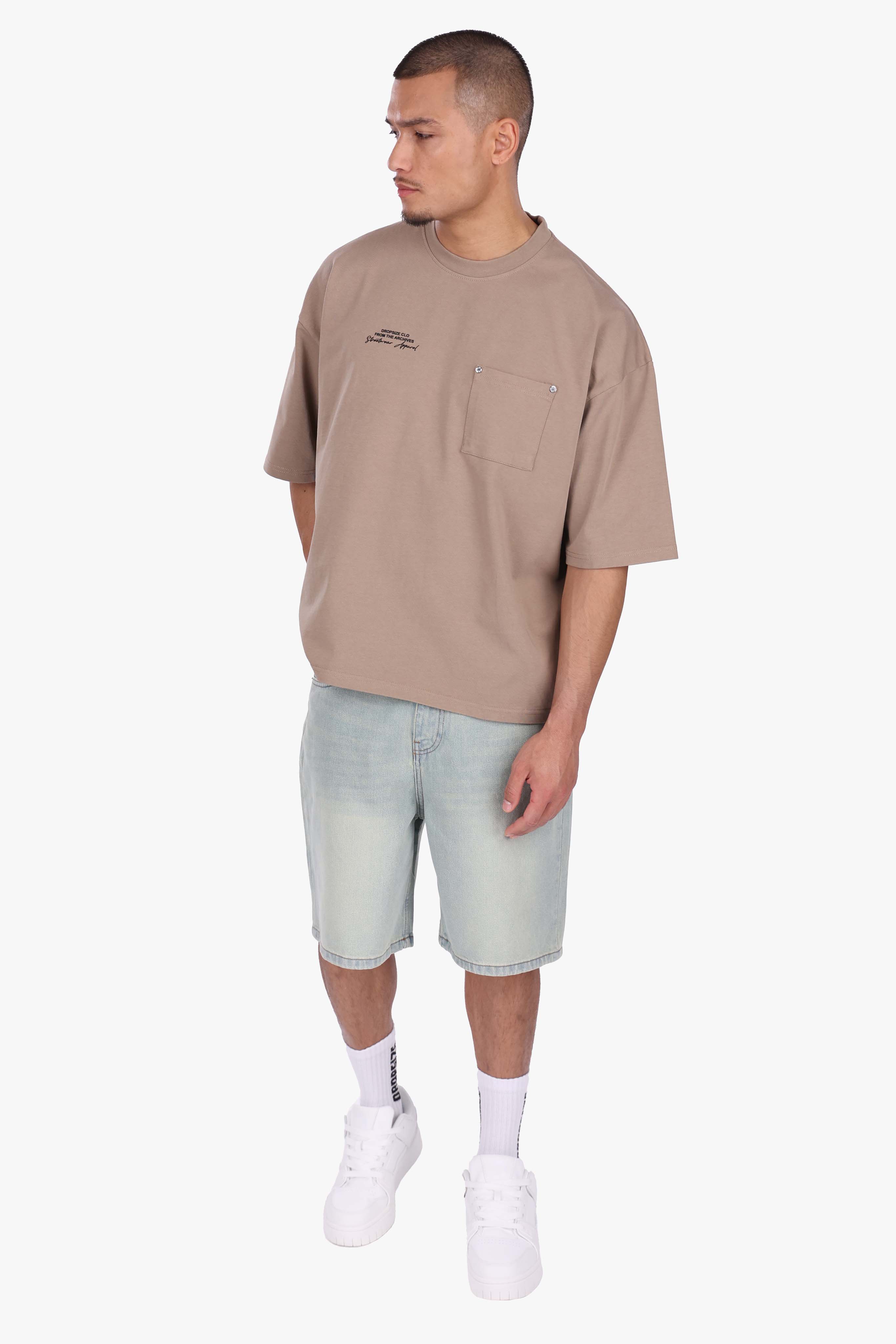 HEAVY OVERSIZE POCKET T-SHIRT BEIGE