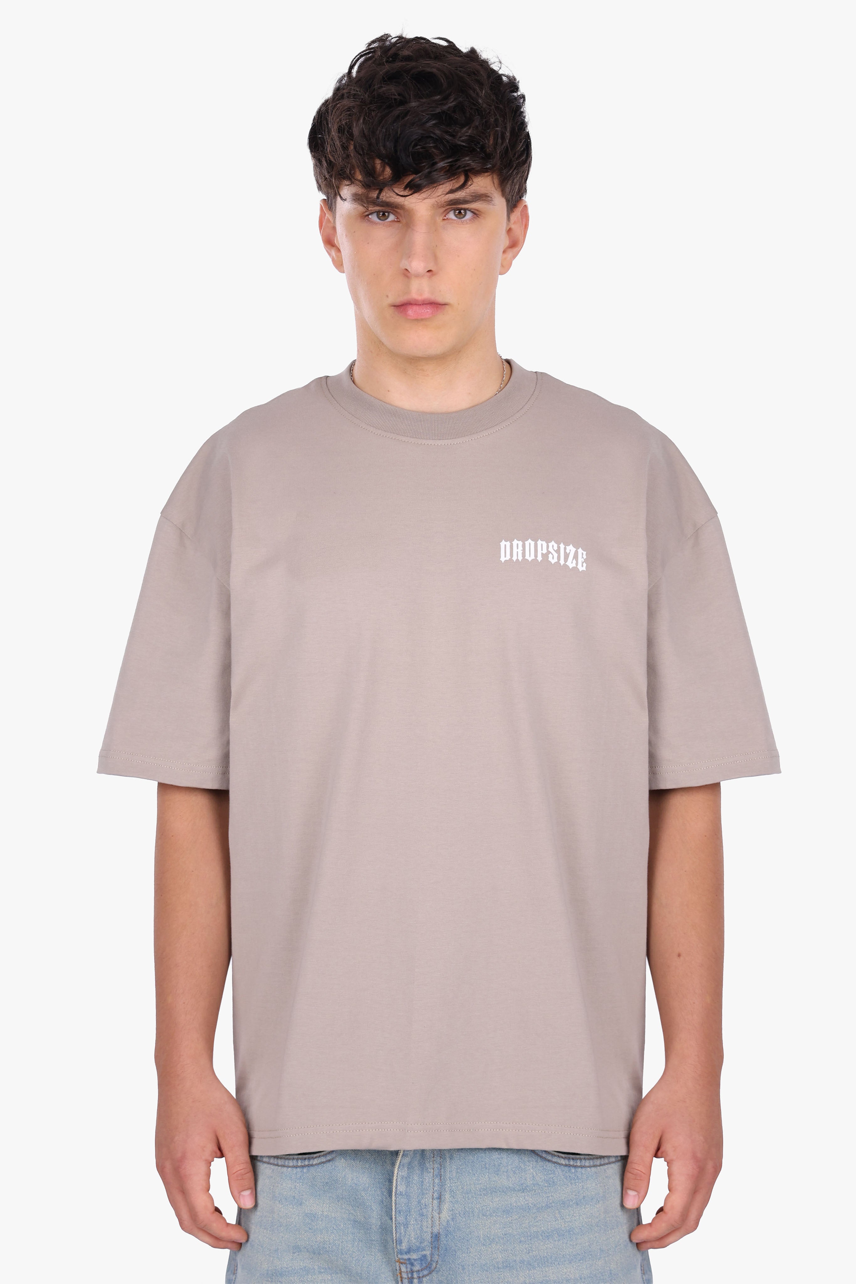 HEAVY OVERSIZE BIG PRINT T-SHIRT SIMPLY TAUPE