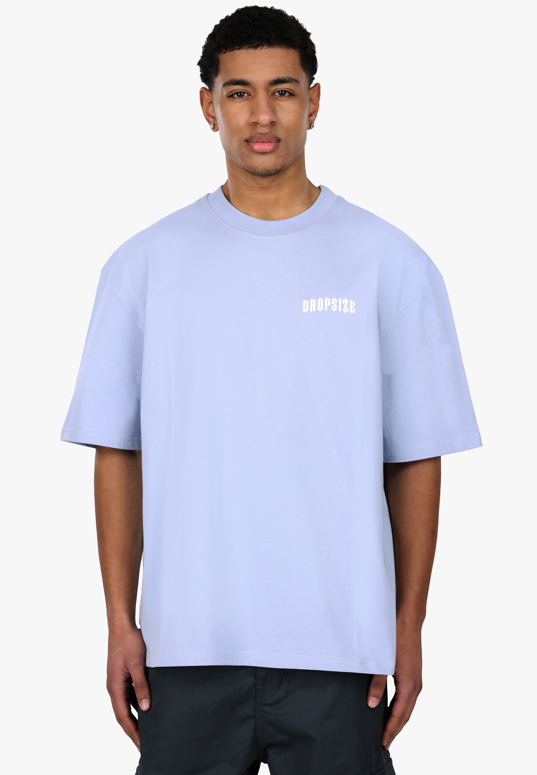 HEAVY OVERSIZE BIG PRINT T-SHIRT VINTAGE BLUE