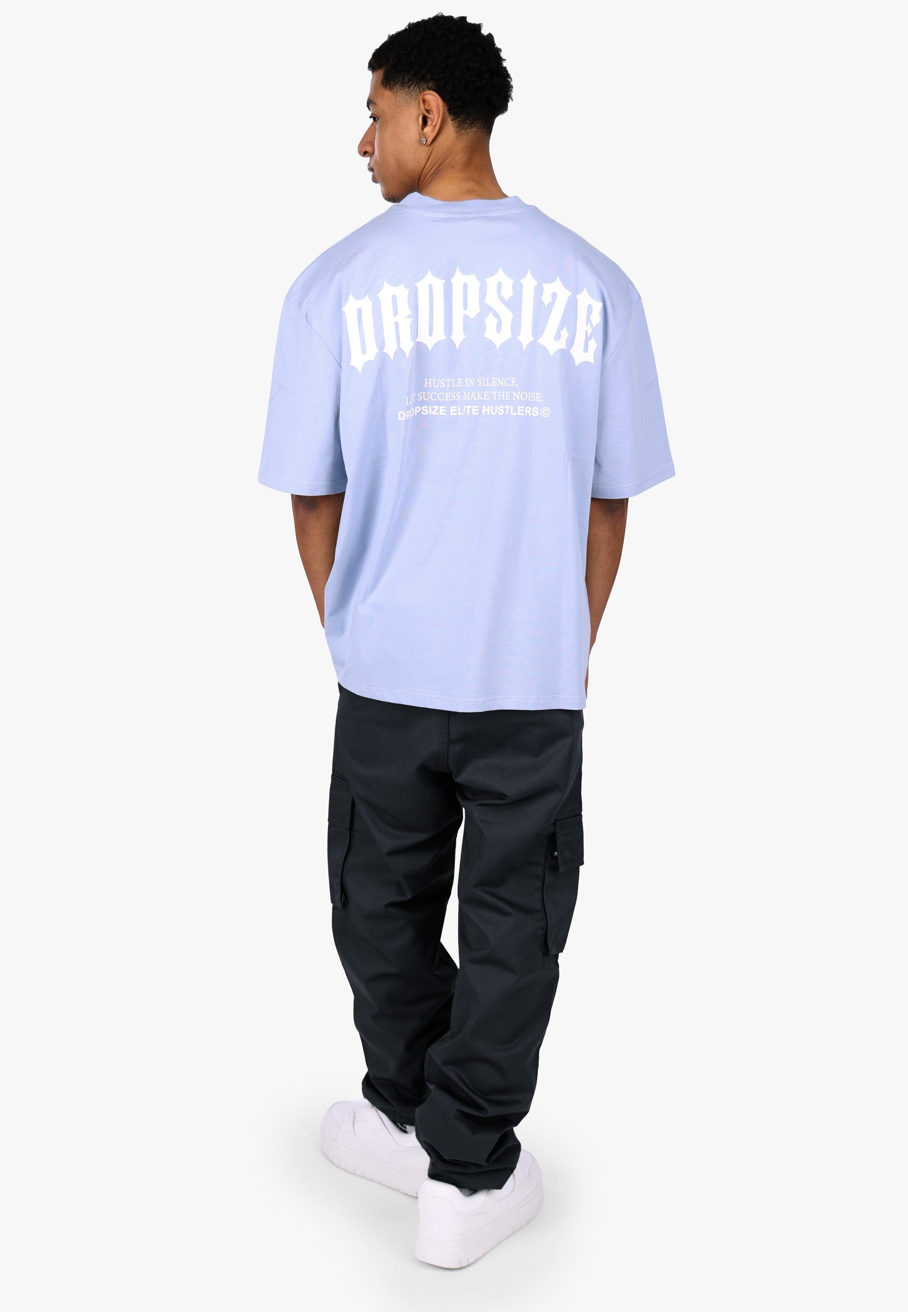 HEAVY OVERSIZE BIG PRINT T-SHIRT VINTAGE BLUE