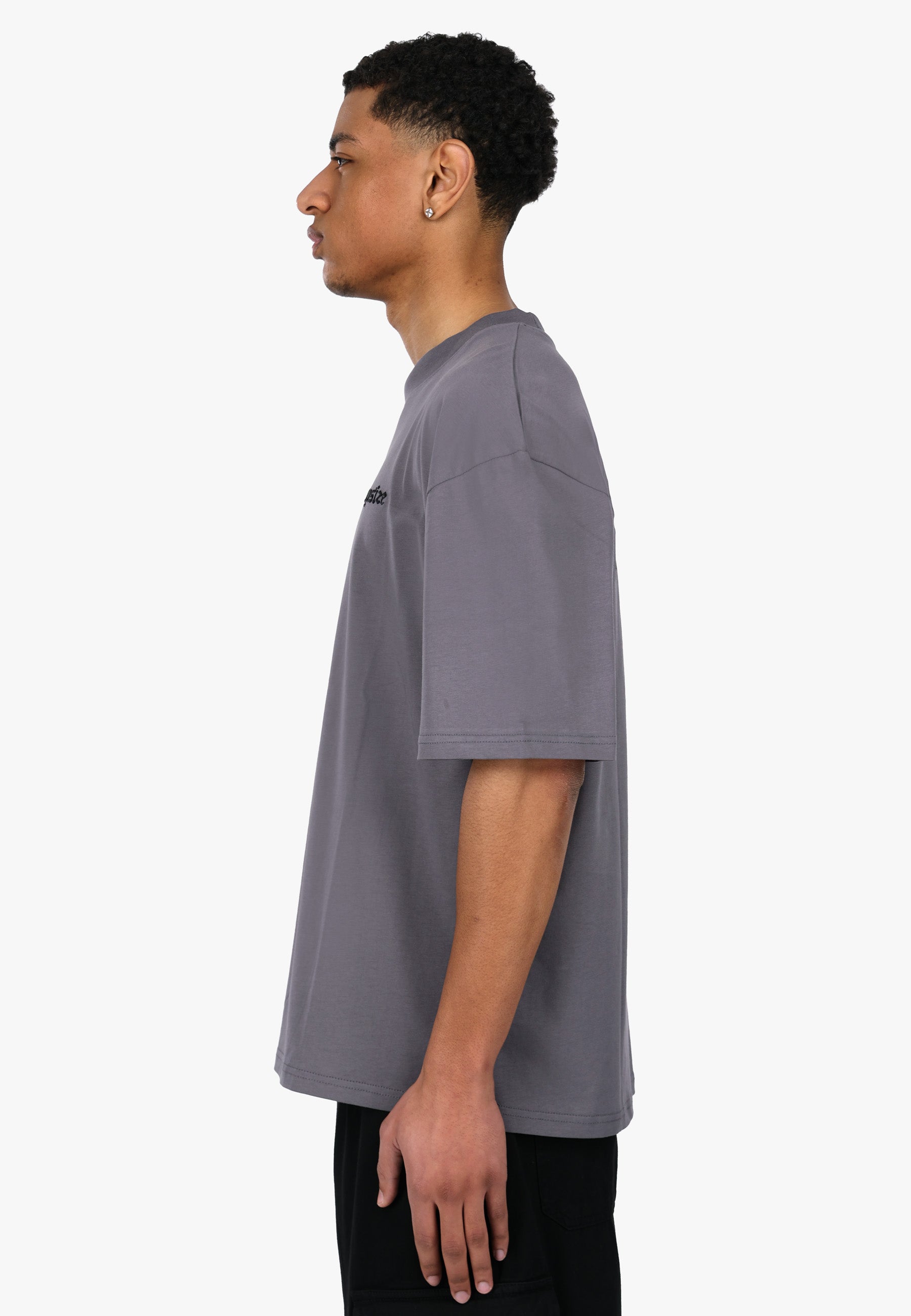 HEAVY OVERSIZE BIG LOGO T-SHIRT STEEL GREY