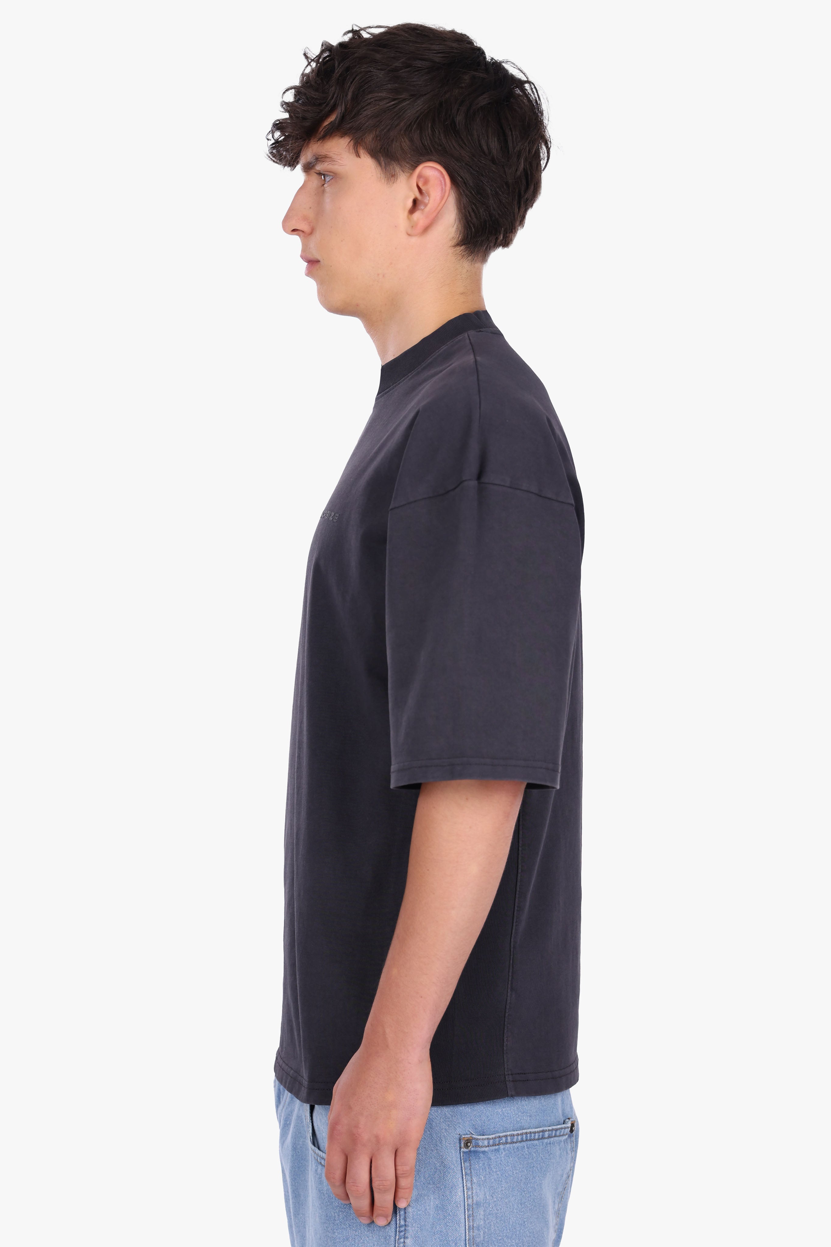 SIDE RIB T-SHIRT ACID WASHED BLACK
