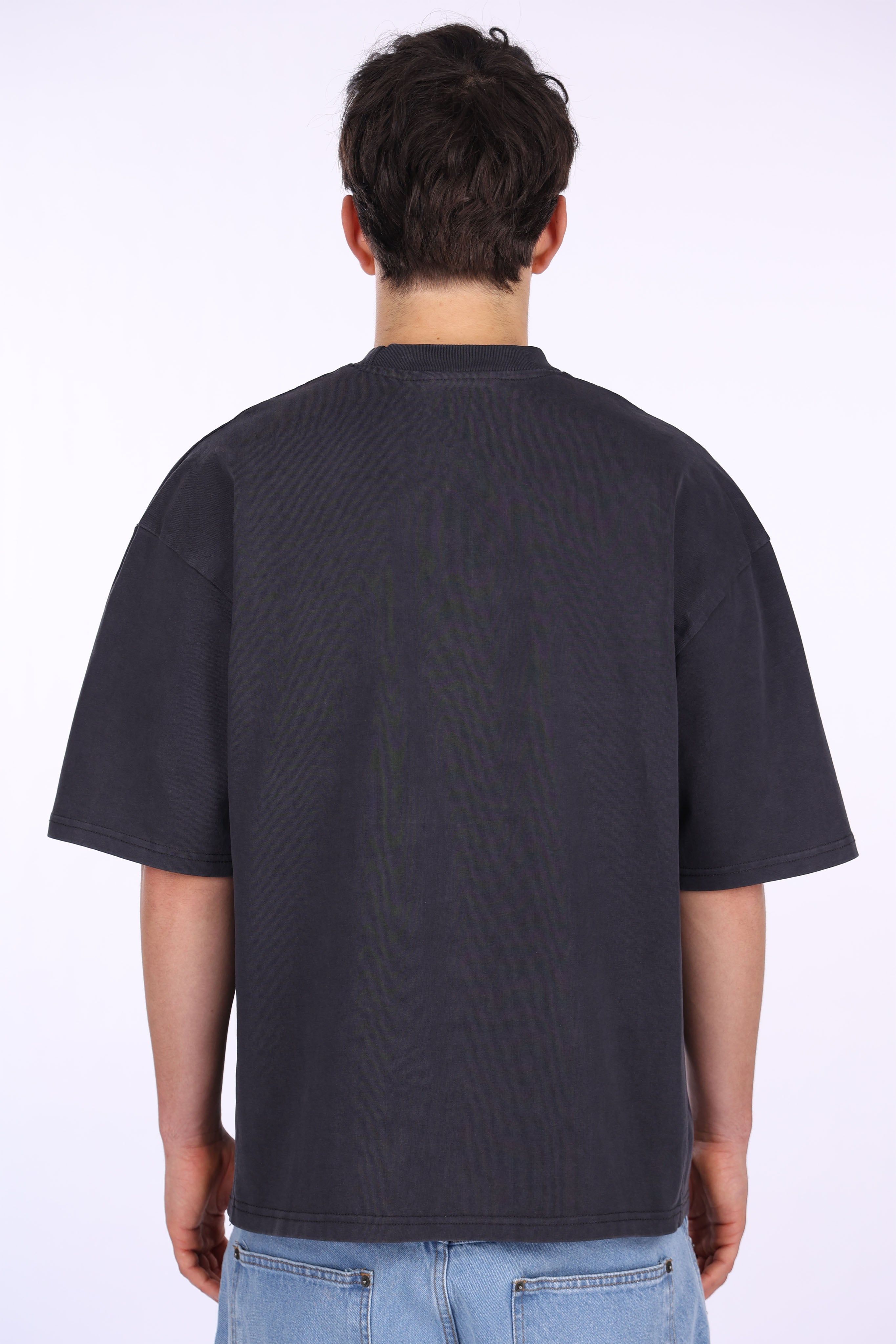 SIDE RIB T-SHIRT ACID WASHED BLACK