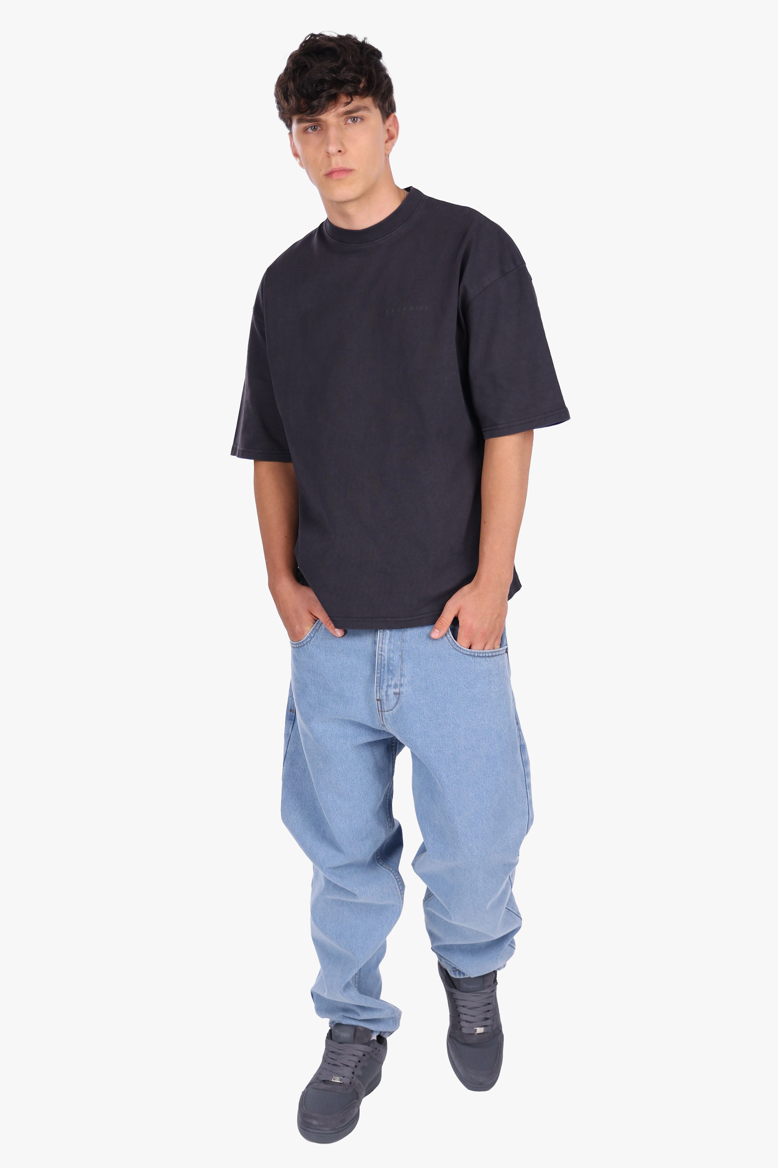 SIDE RIB T-SHIRT ACID WASHED BLACK