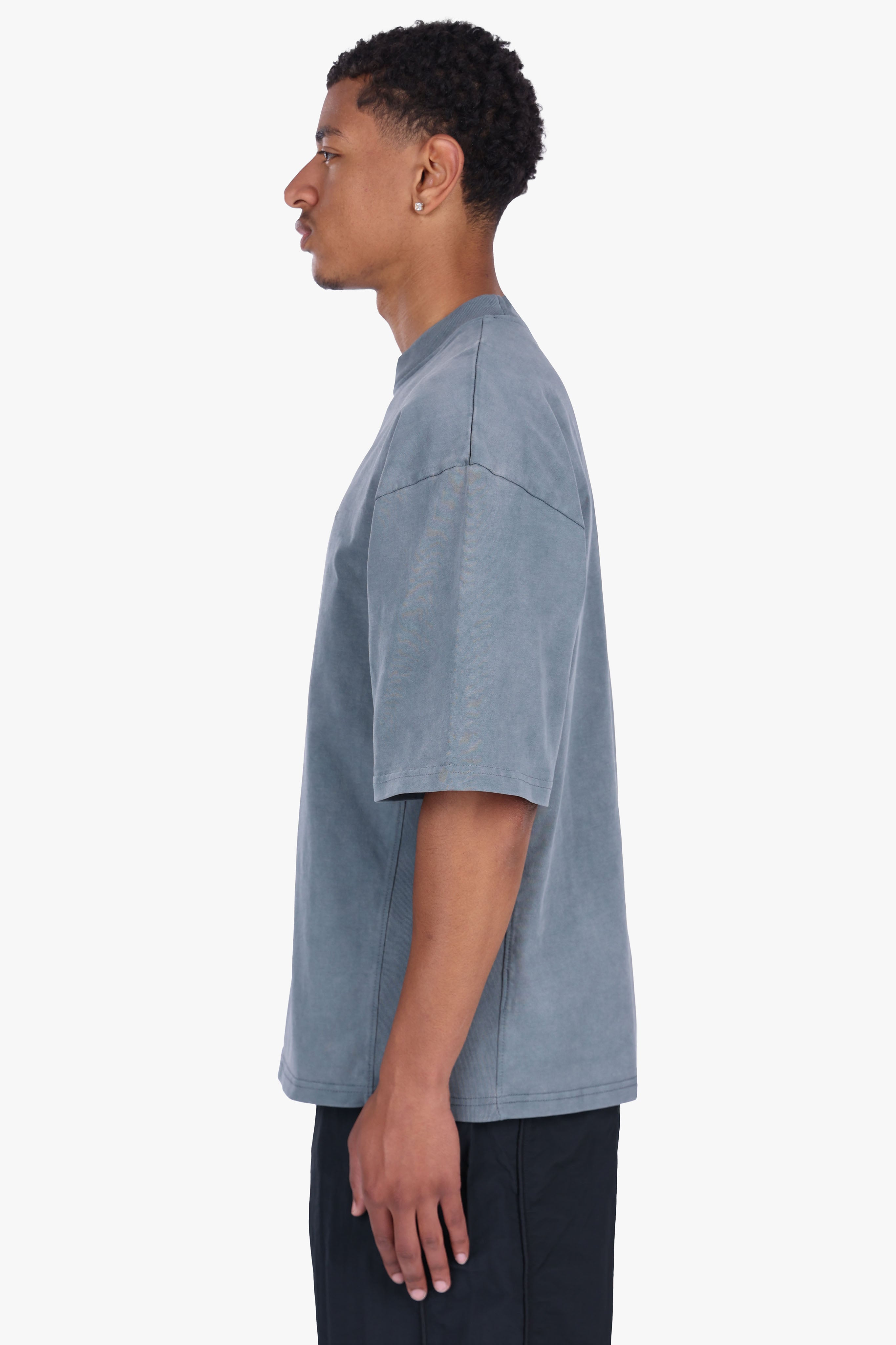 SIDE RIB T-SHIRT ACID WASHED GREY