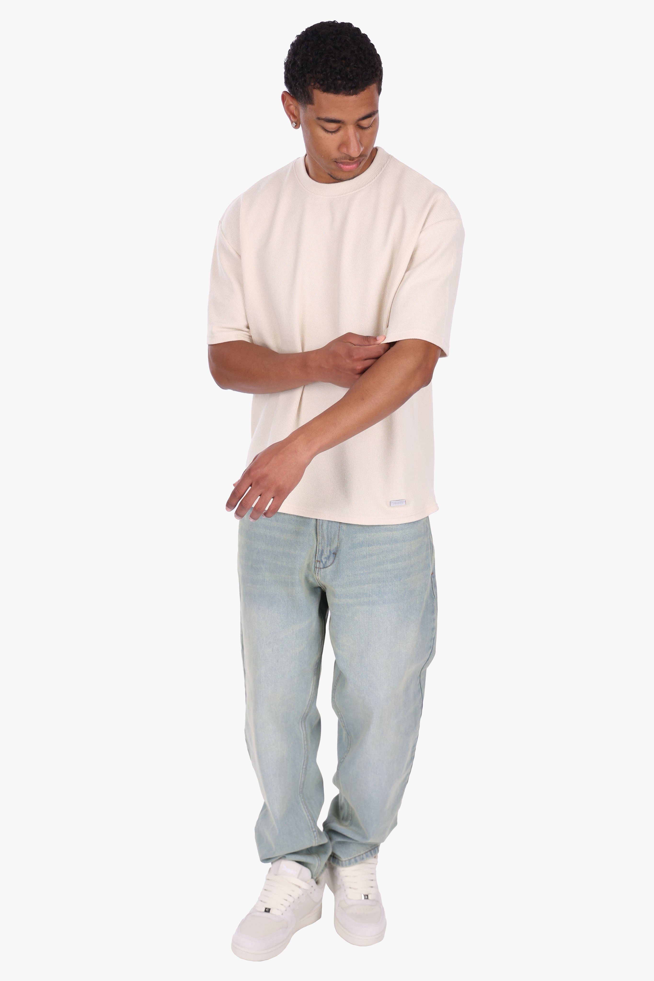 FRENCH RIB T-SHIRT CREAM WHITE