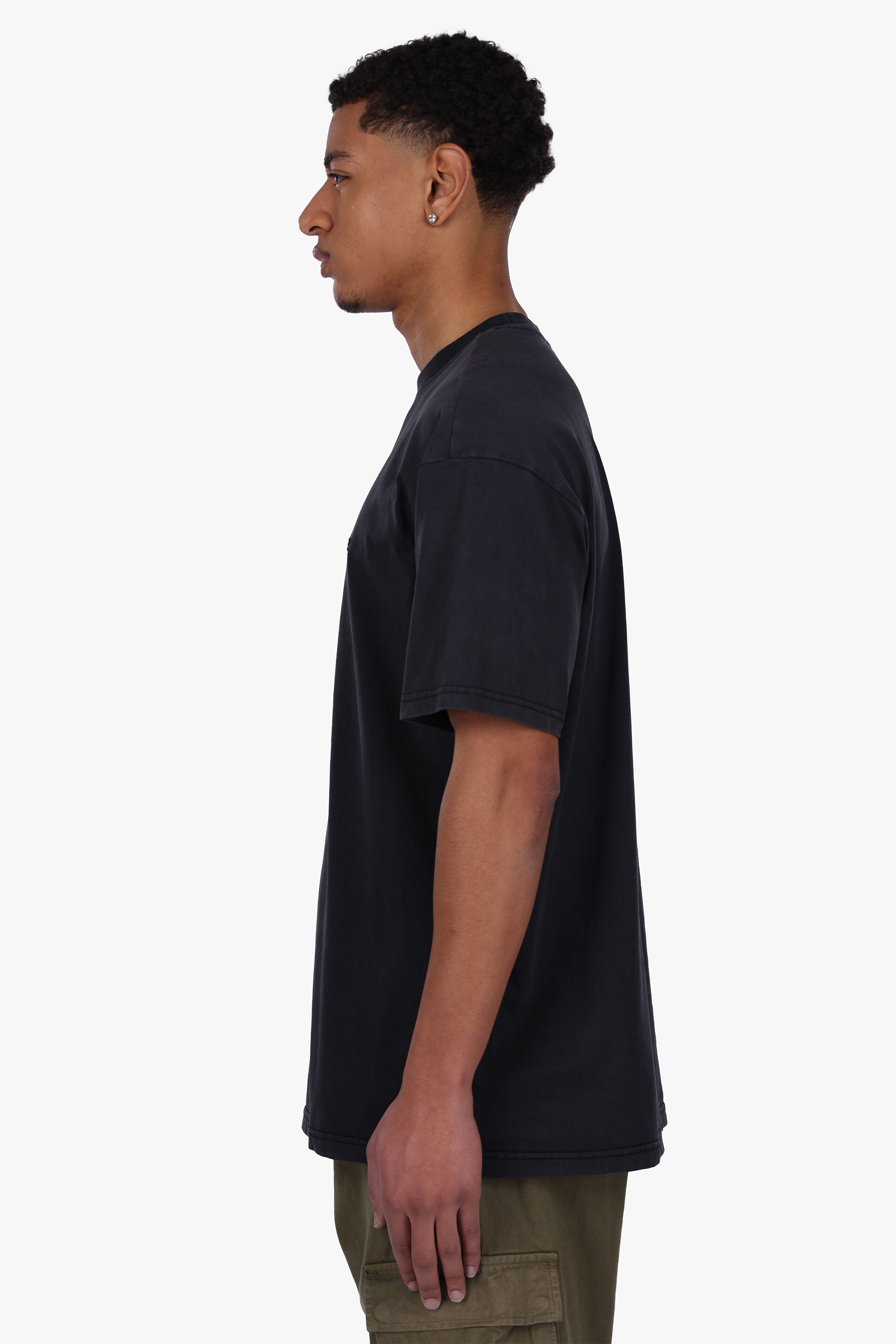 REGULAR FIT T-SHIRT ACID WASHED BLACK