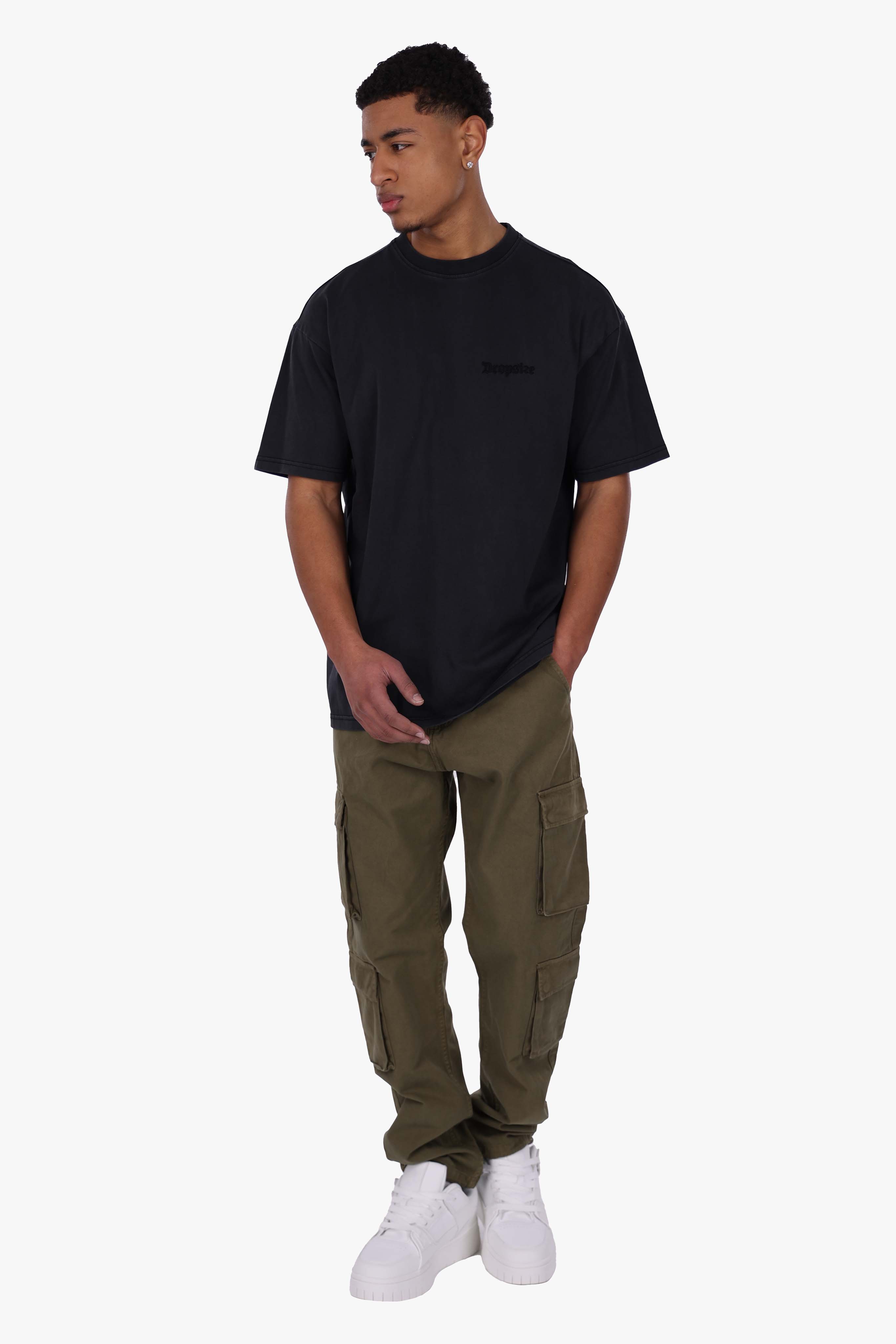 REGULAR FIT T-SHIRT ACID WASHED BLACK