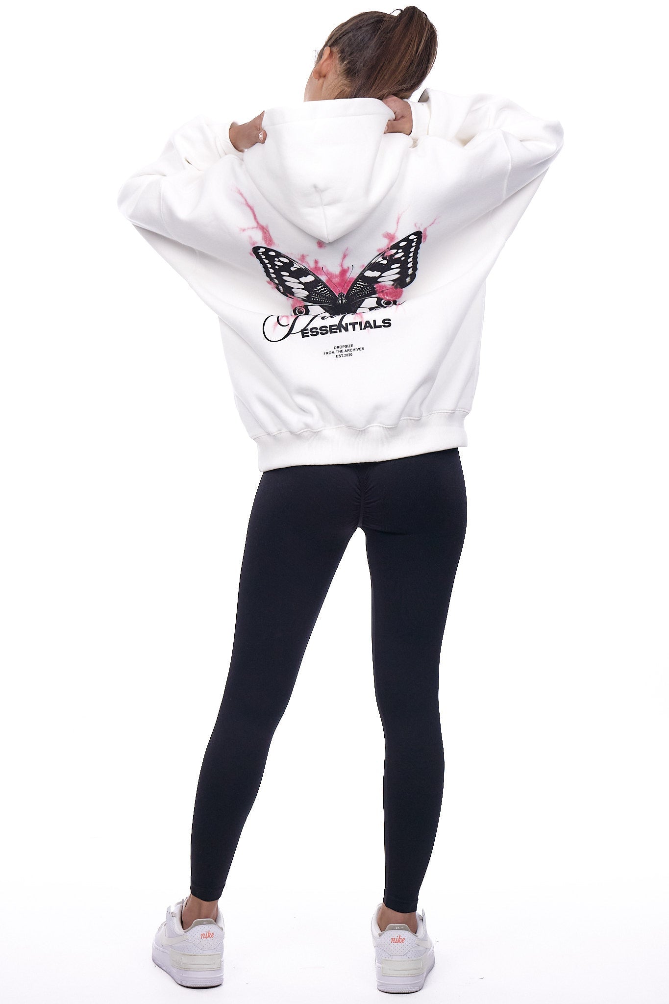 WOMENS BUTTERFLY HOODIE CREAM WHITE