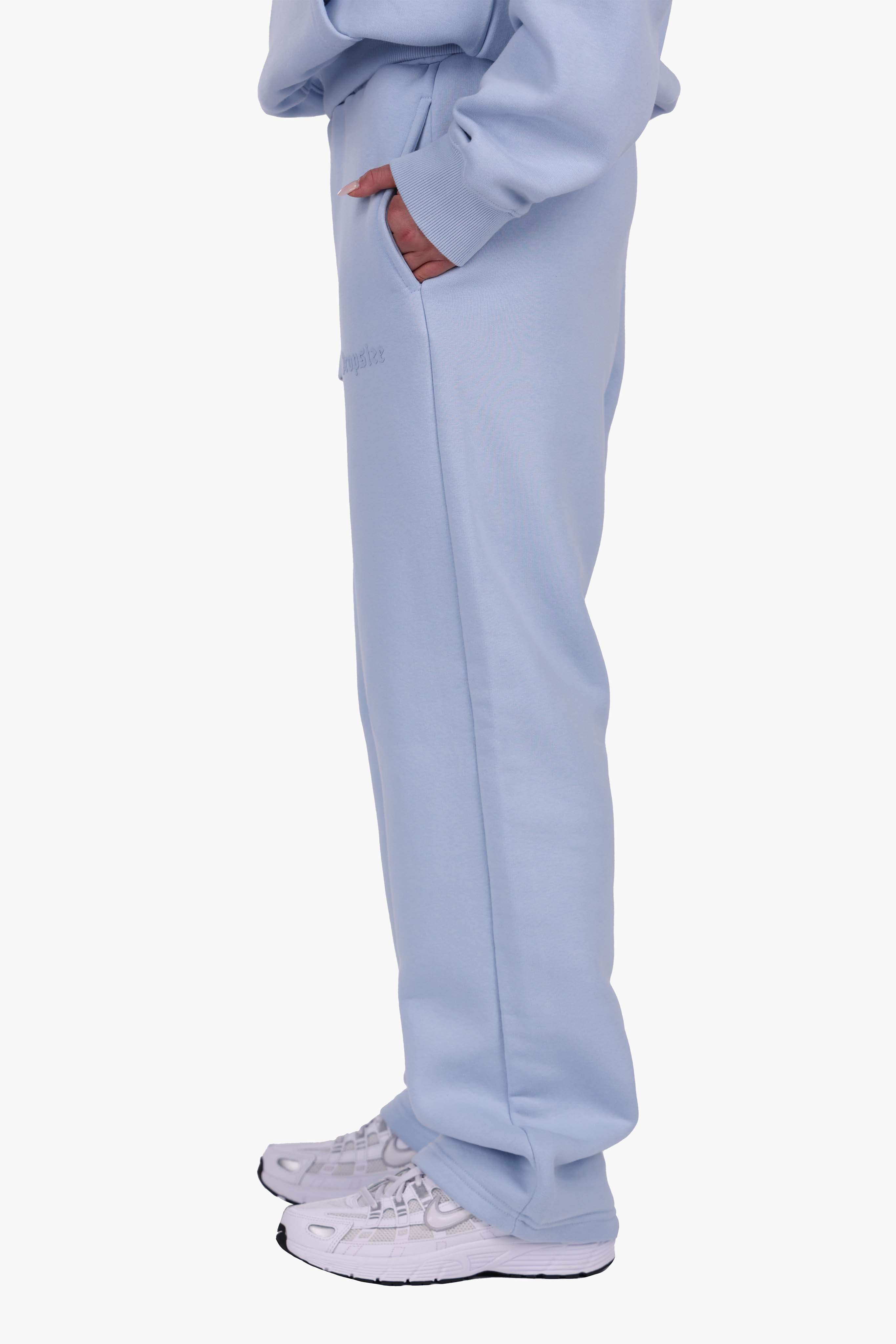 WOMEN BASIC COZY OPEN LEG JOGGER BABY BLUE