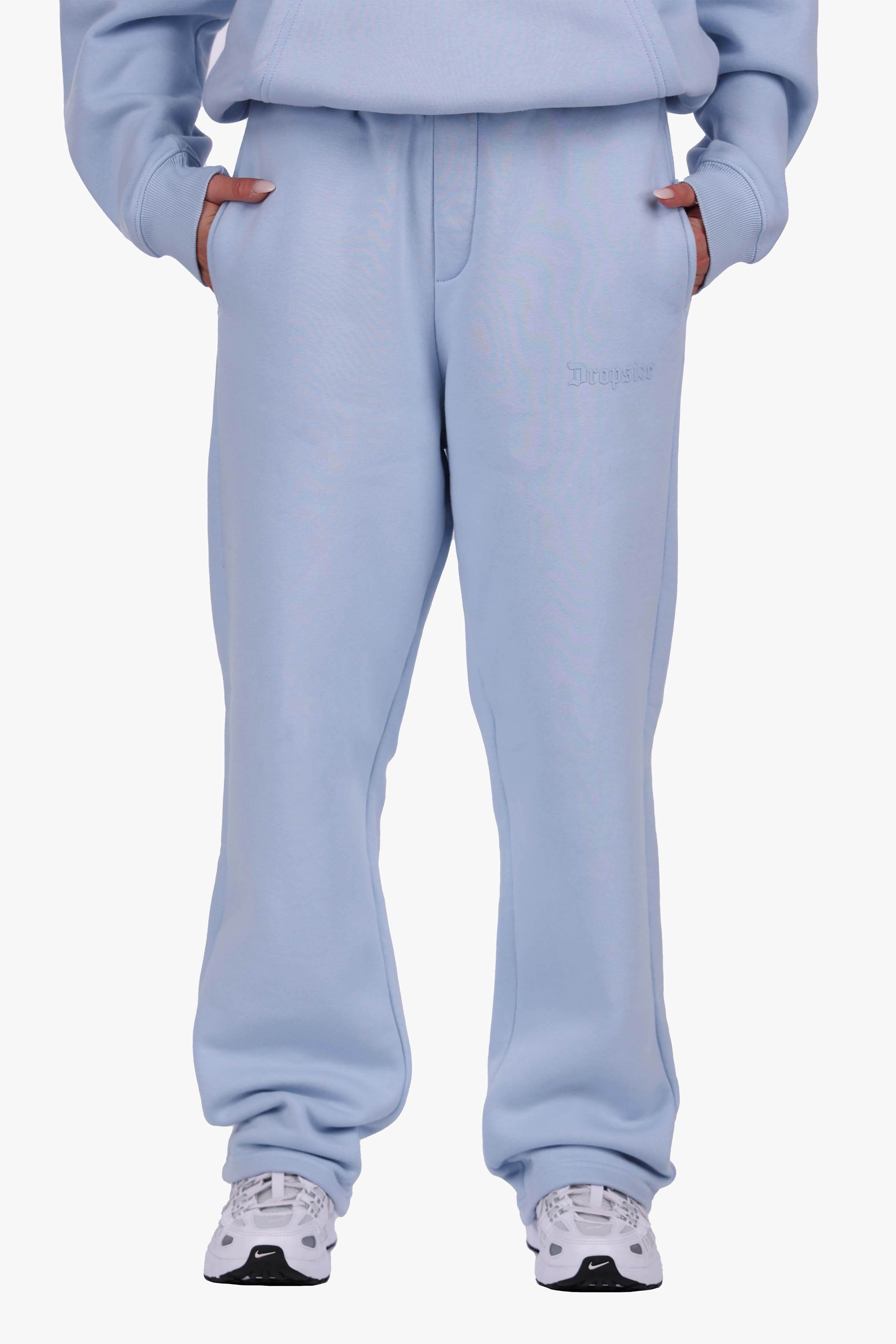 WOMEN BASIC COZY OPEN LEG JOGGER BABY BLUE