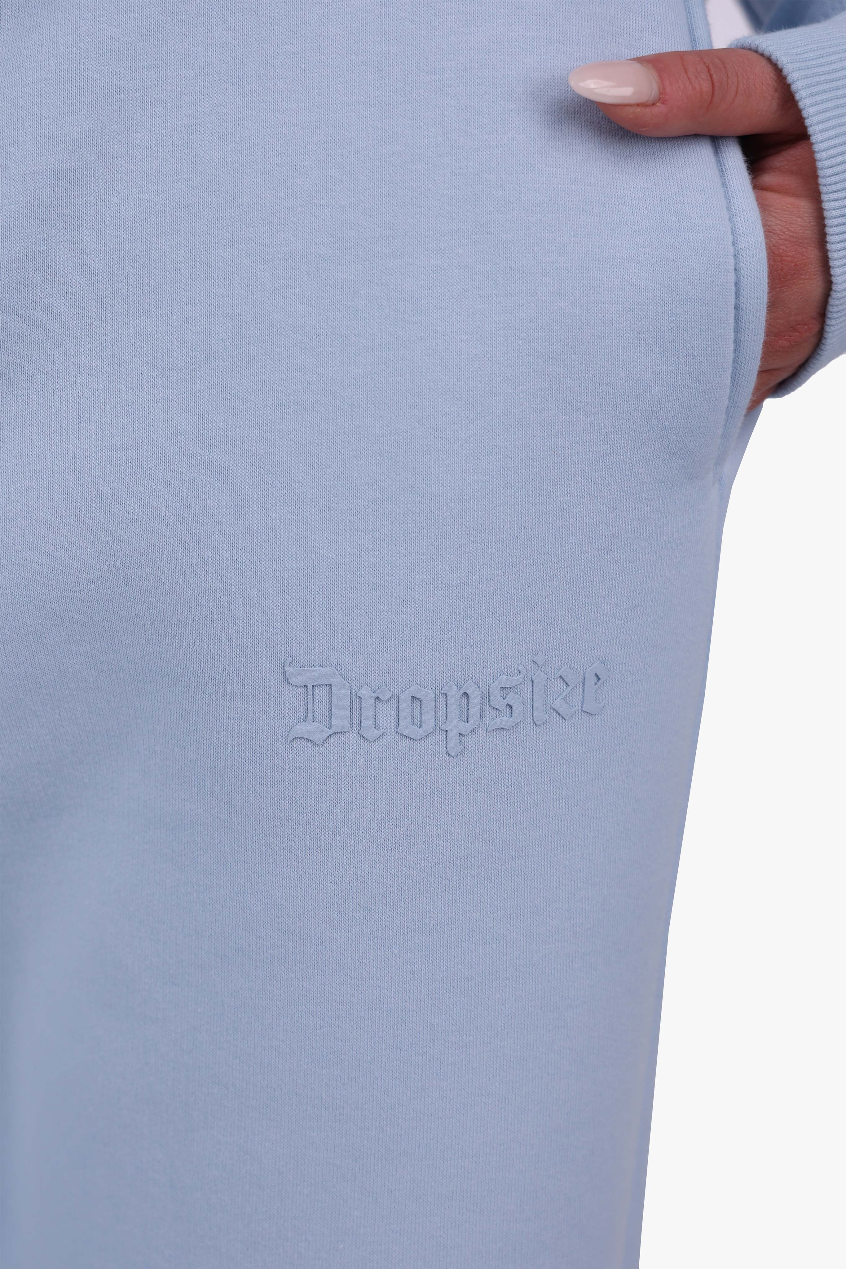 WOMEN BASIC COZY OPEN LEG JOGGER BABY BLUE
