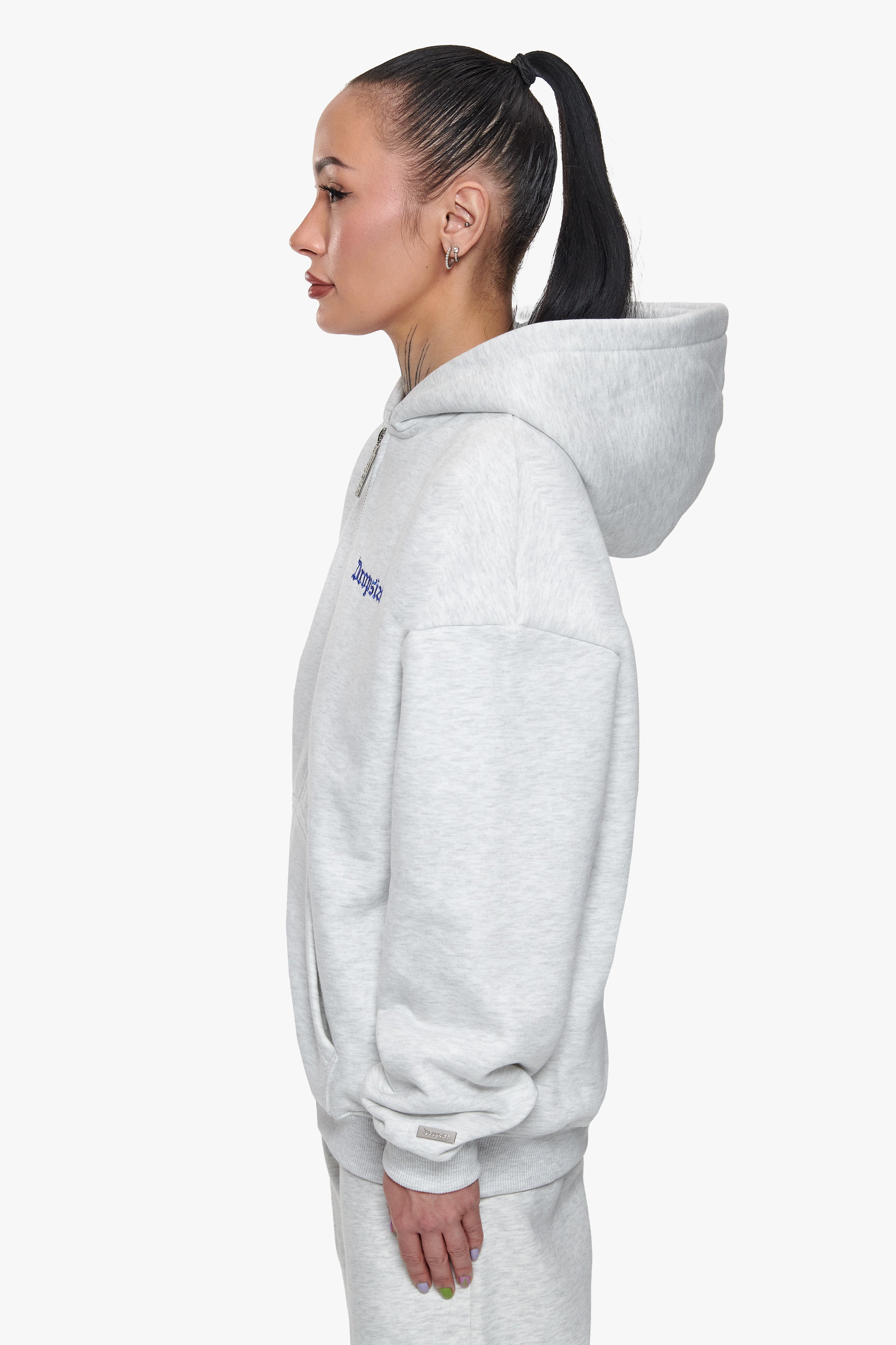 WOMENS BASIC ZIP HOODIE GREY MELANGE