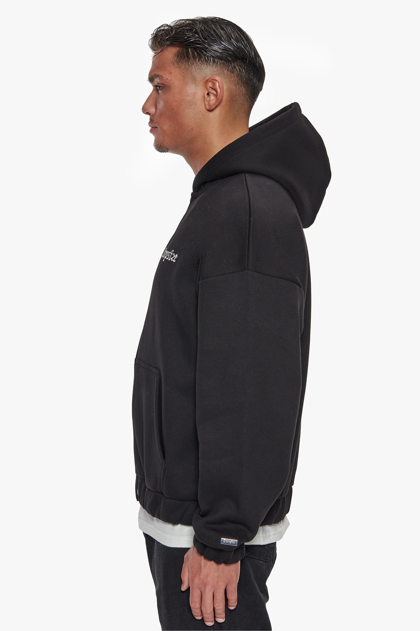 SUPER HEAVY OVERSIZE BLANK ZIP HOODIE BLACK
