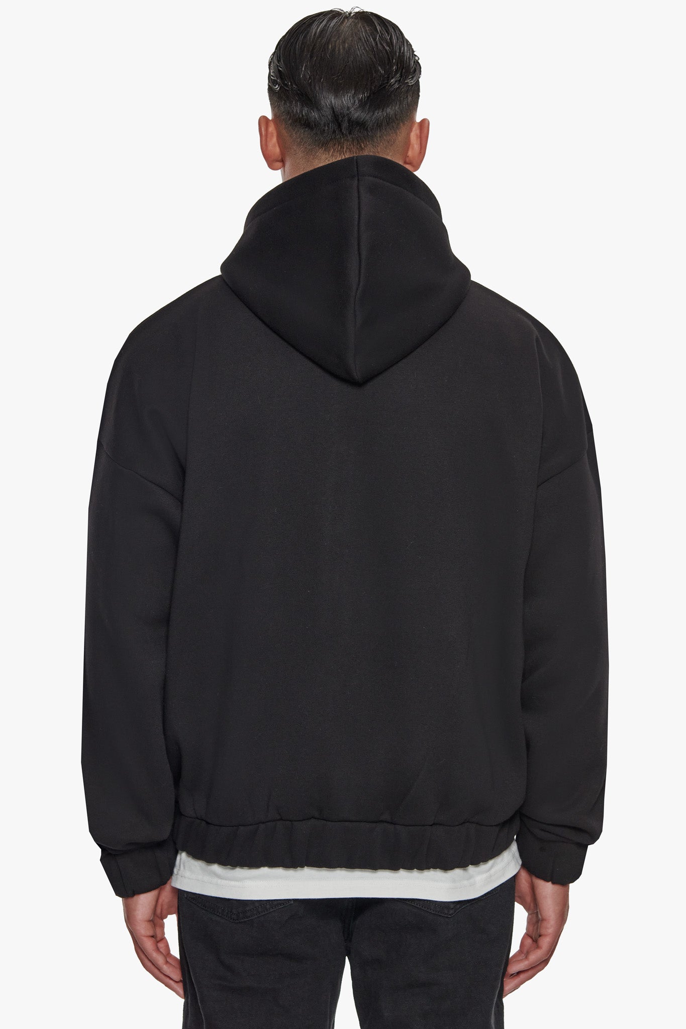 SUPER HEAVY OVERSIZE BLANK ZIP HOODIE BLACK