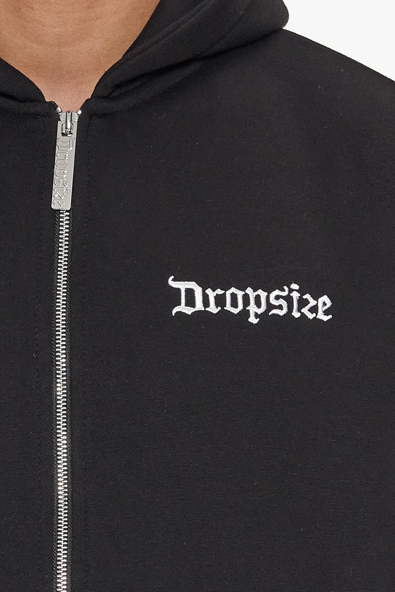 SUPER HEAVY OVERSIZE BLANK ZIP HOODIE BLACK