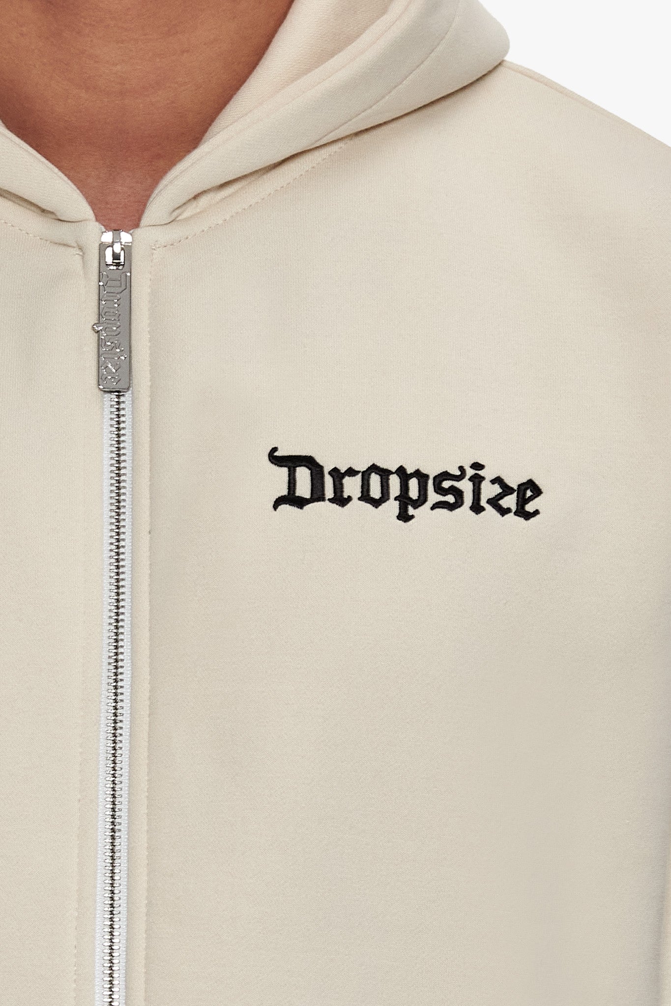 SUPER HEAVY OVERSIZE BLANK ZIP HOODIE COCONUT MILK