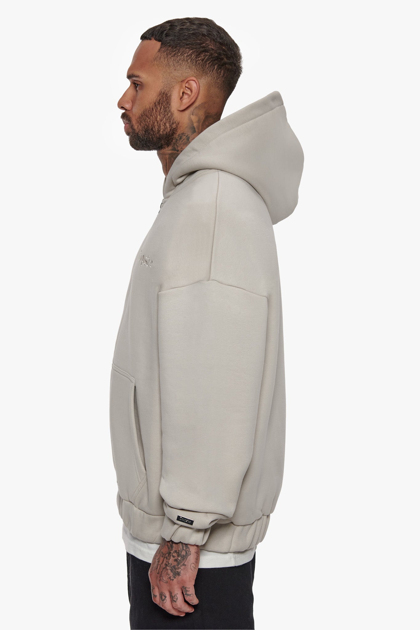 SUPER HEAVY OVERSIZE BLANK ZIP HOODIE MOON BEAM