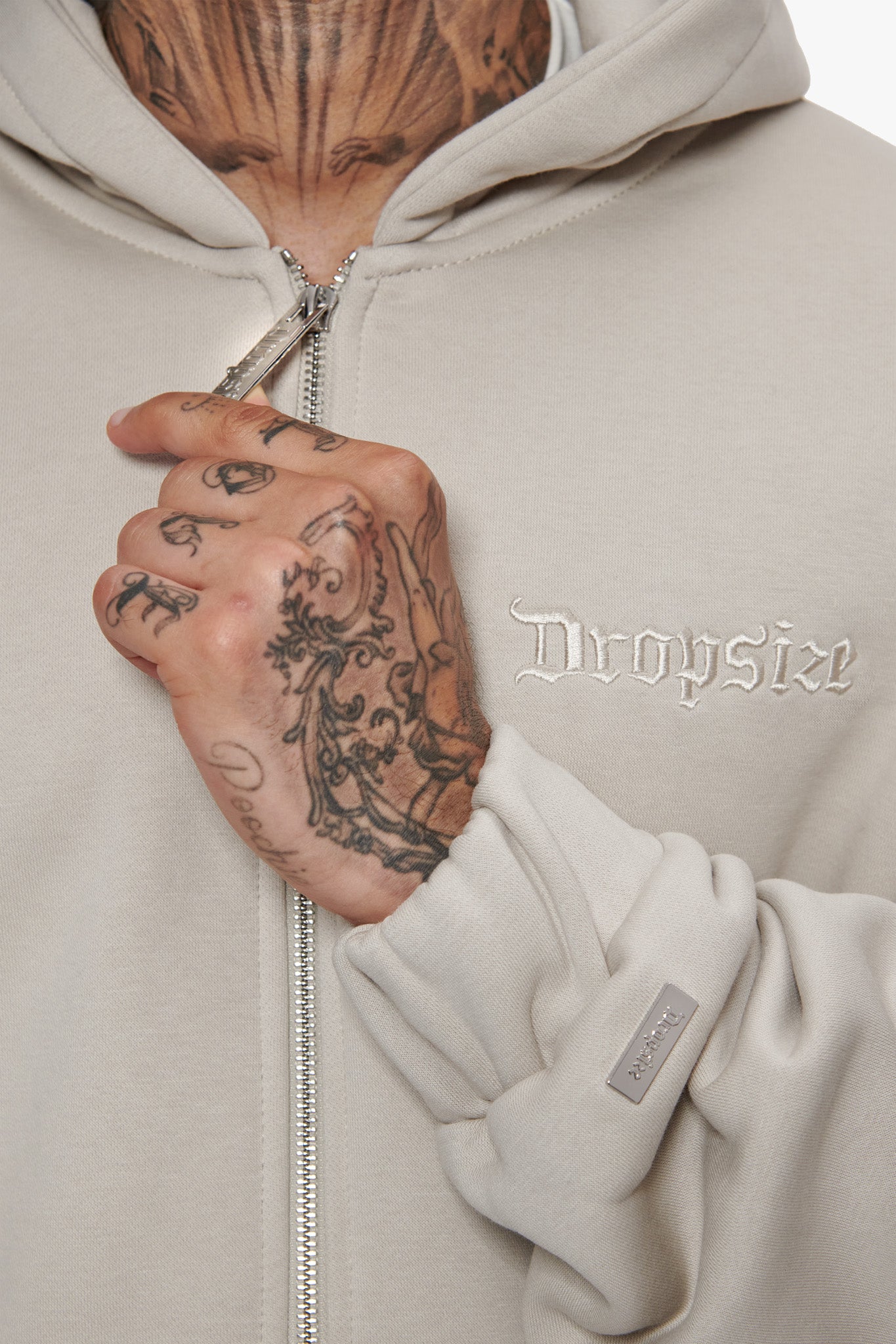 SUPER HEAVY OVERSIZE BLANK ZIP HOODIE MOON BEAM