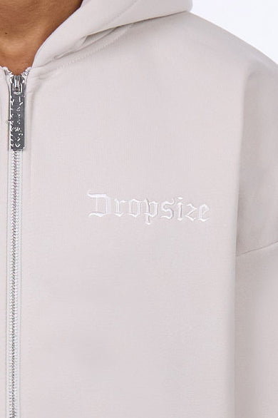 HEAVY OVERSIZE EMBO ZIP HOODIE WHITE ONYX