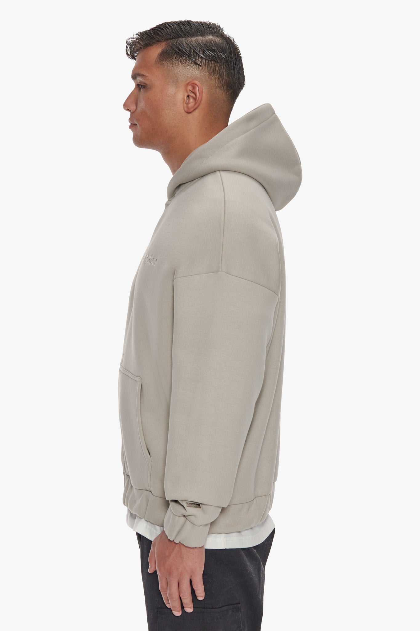 HEAVY OVERSIZE ZIP HOODIE PUMICE STONE