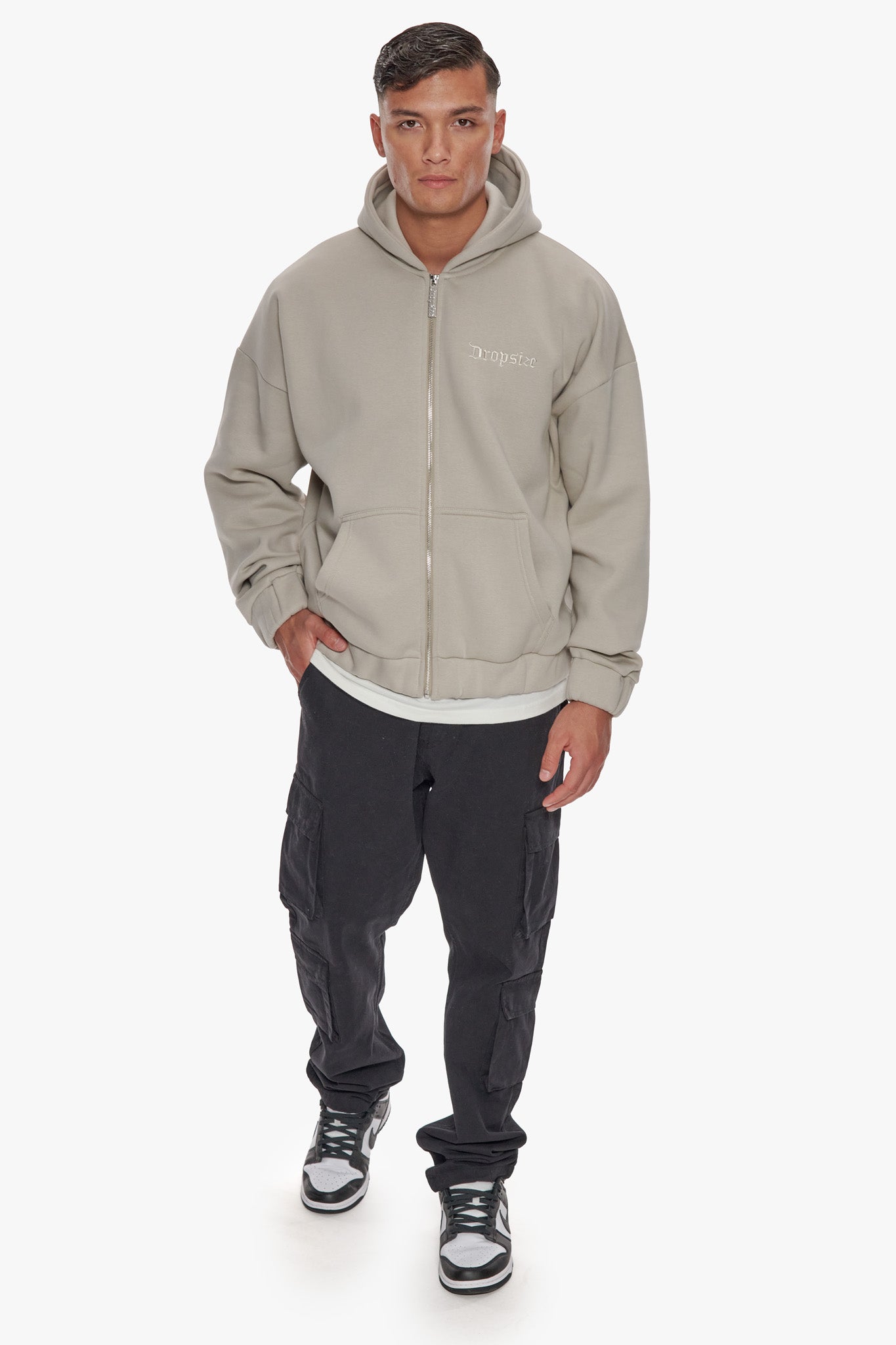 HEAVY OVERSIZE ZIP HOODIE PUMICE STONE